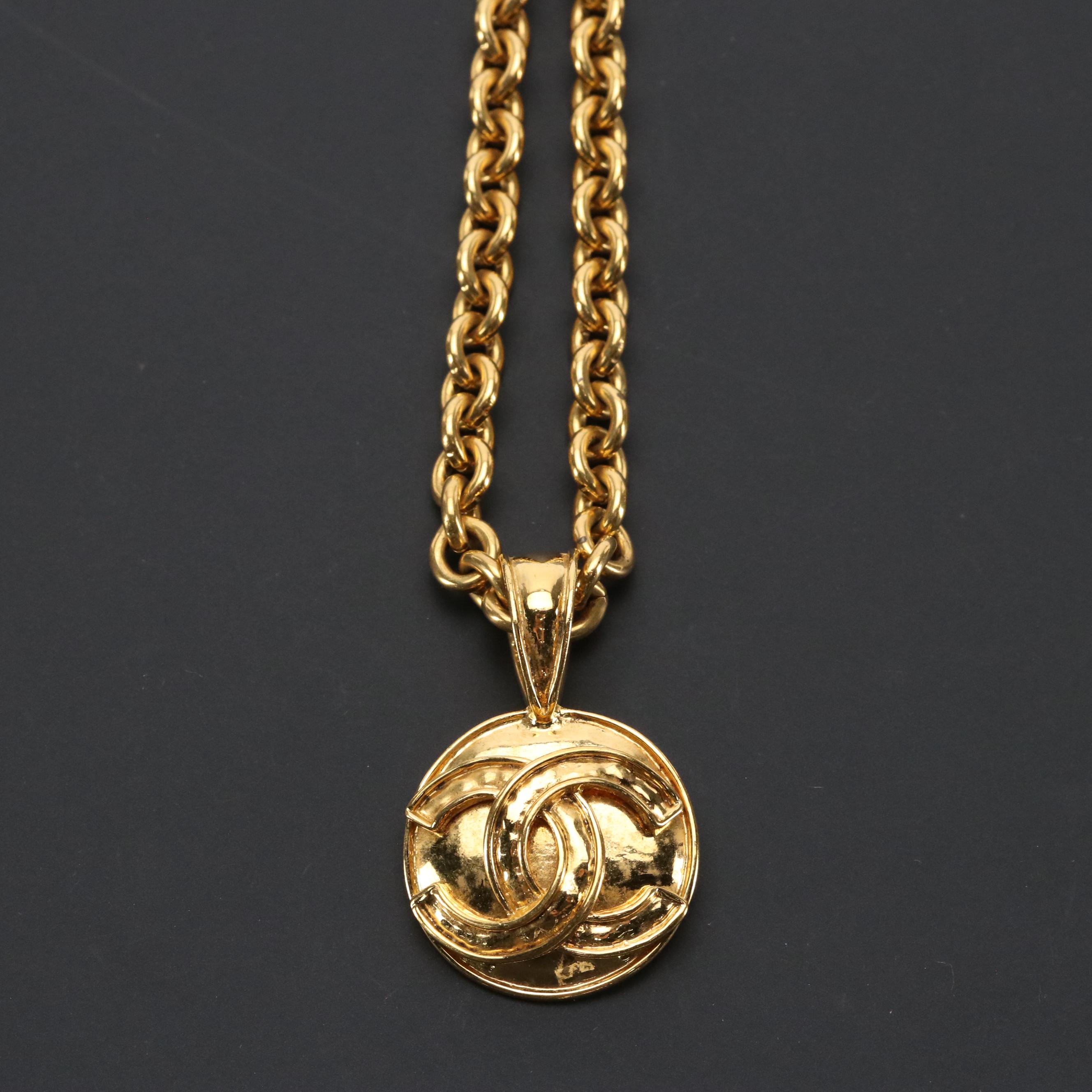 Chanel CC Round Pendant Necklace