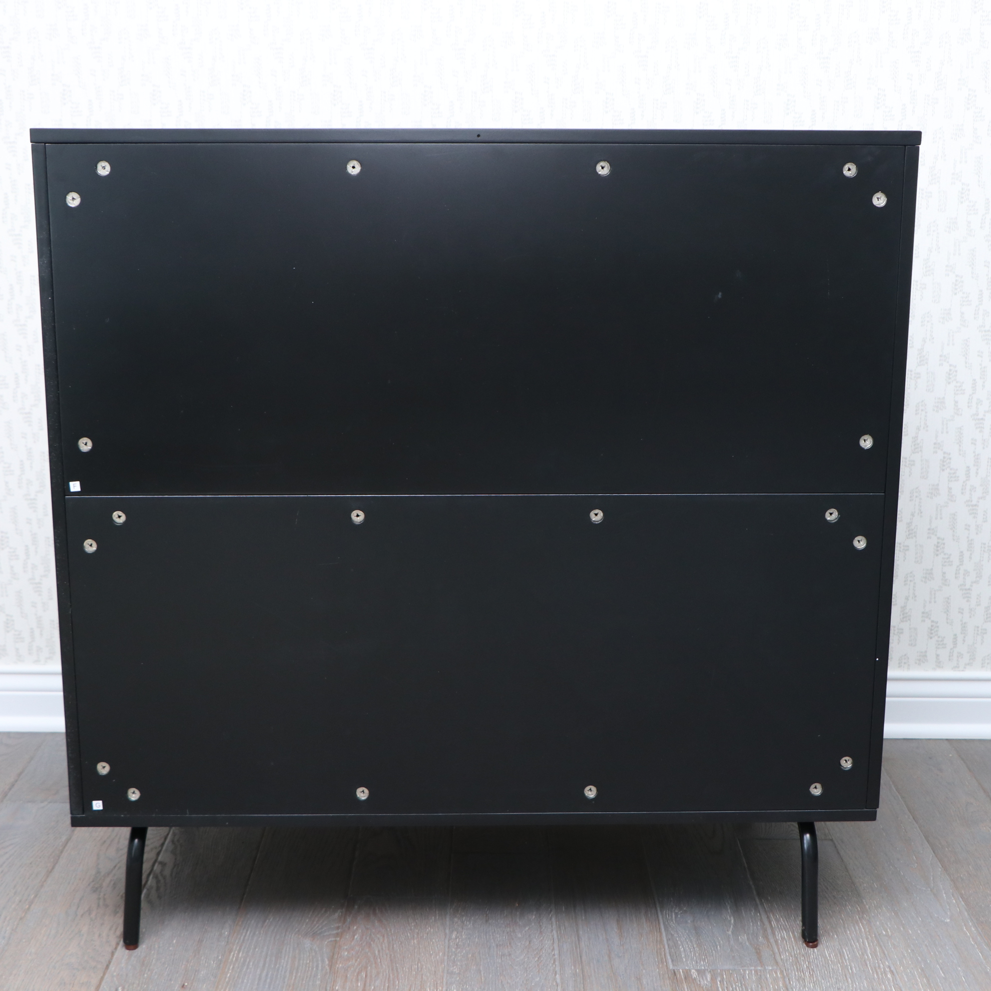 Pair of Safavieh "Genevieve" Walnut Stained Three-Drawer Dressers