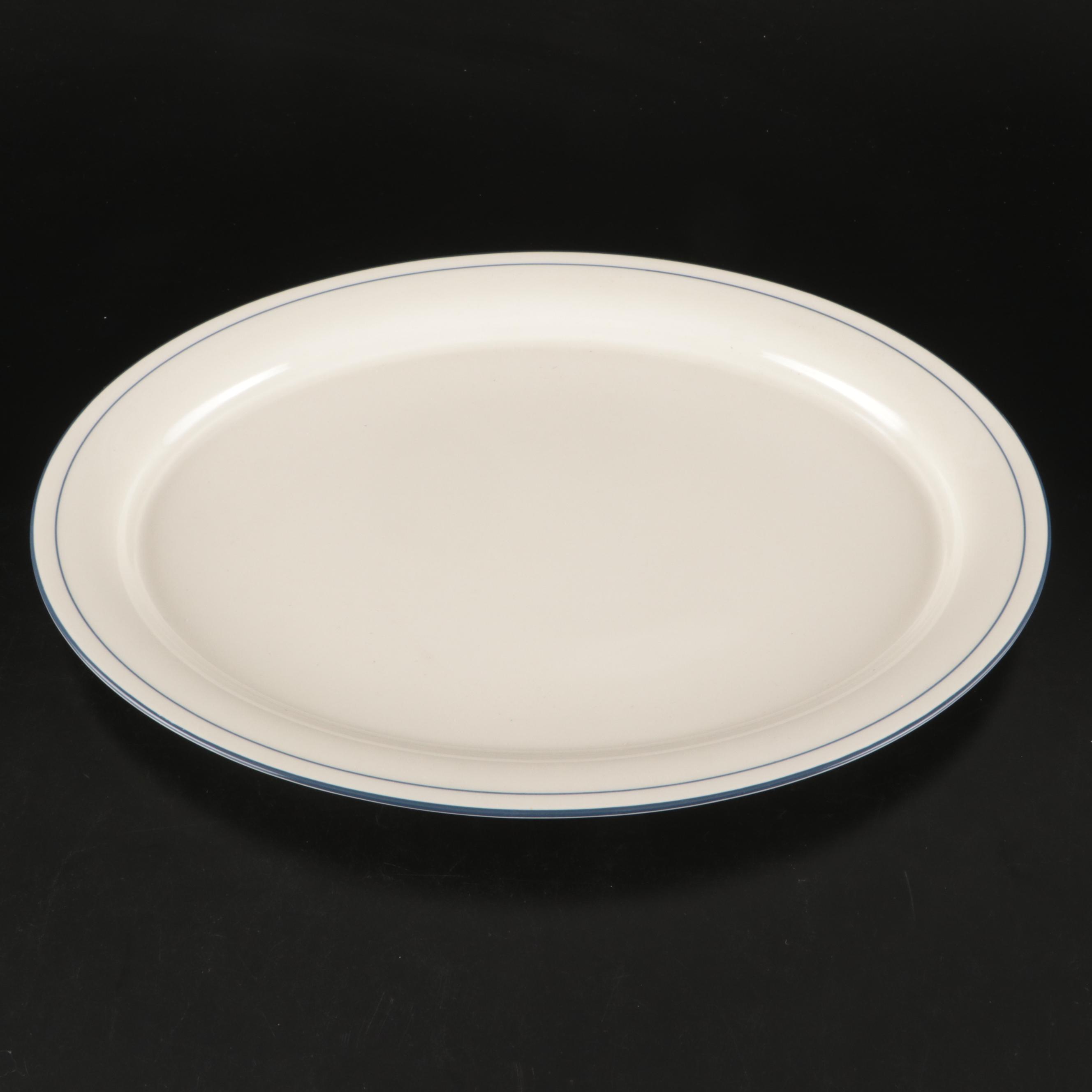 Lenox "Blue Pinstripes" Chinastone Dinnerware and Serving Pieces, 1984-2004