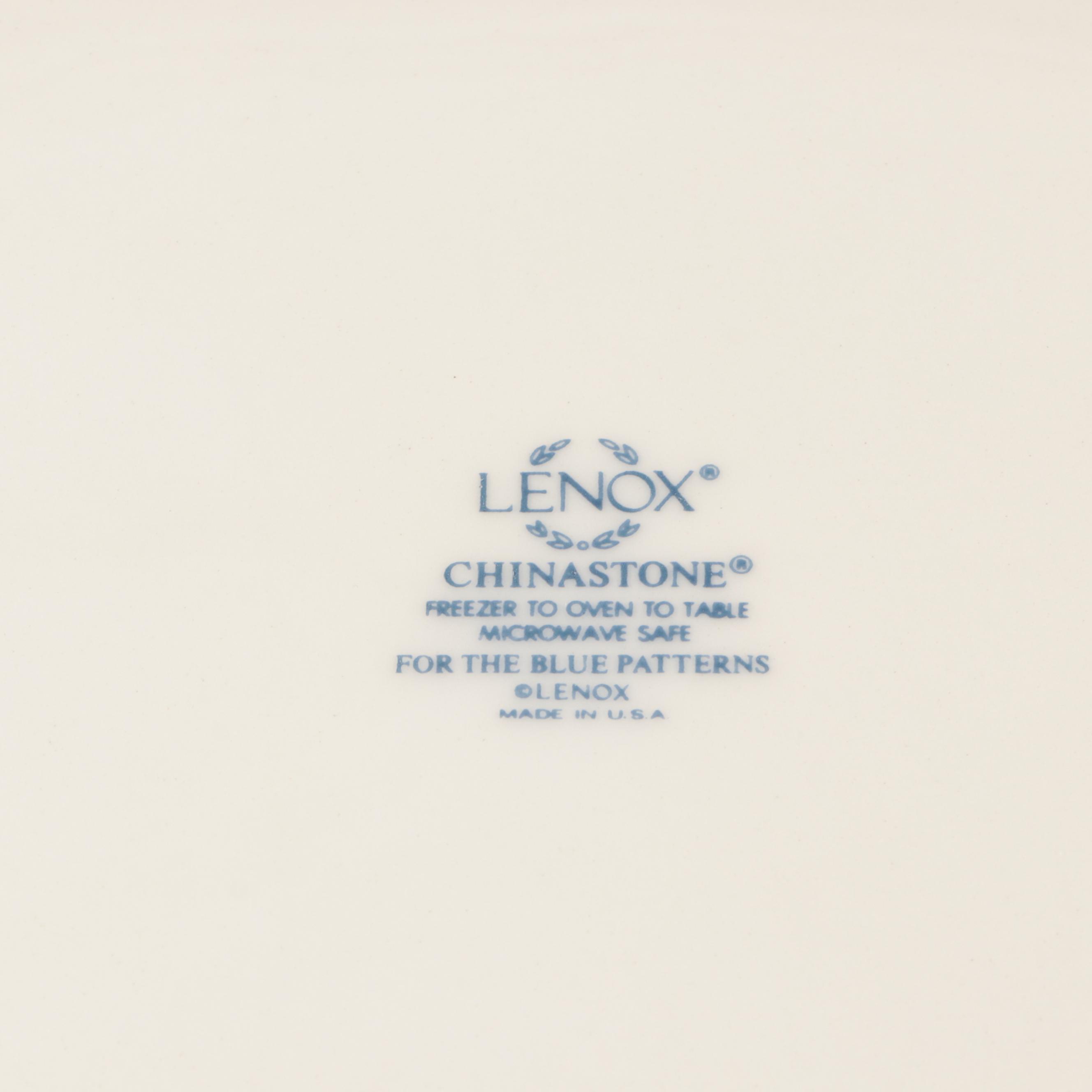 Lenox "Blue Pinstripes" Chinastone Dinnerware and Serving Pieces, 1984-2004