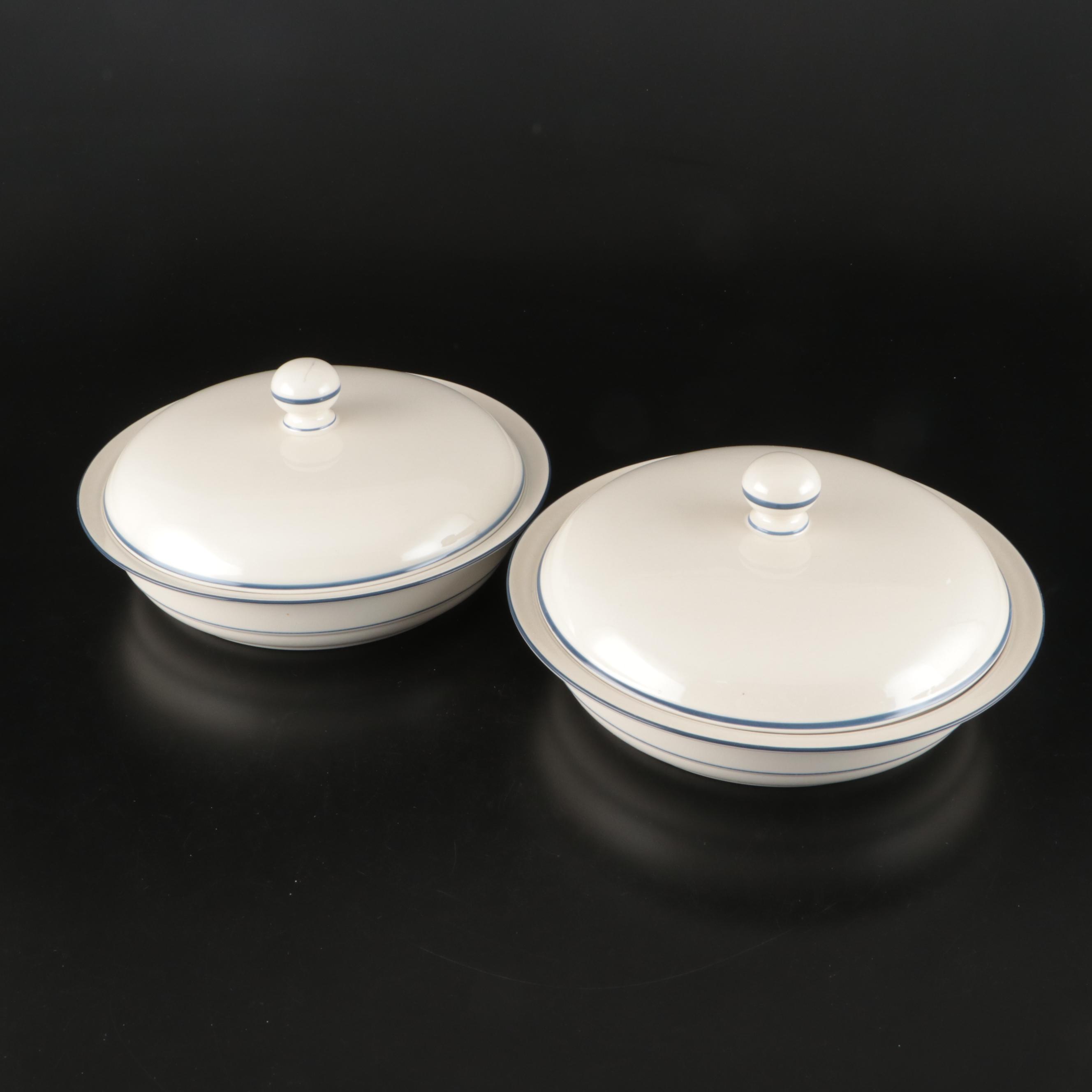 Lenox "Blue Pinstripes" Chinastone Dinnerware and Serving Pieces, 1984-2004