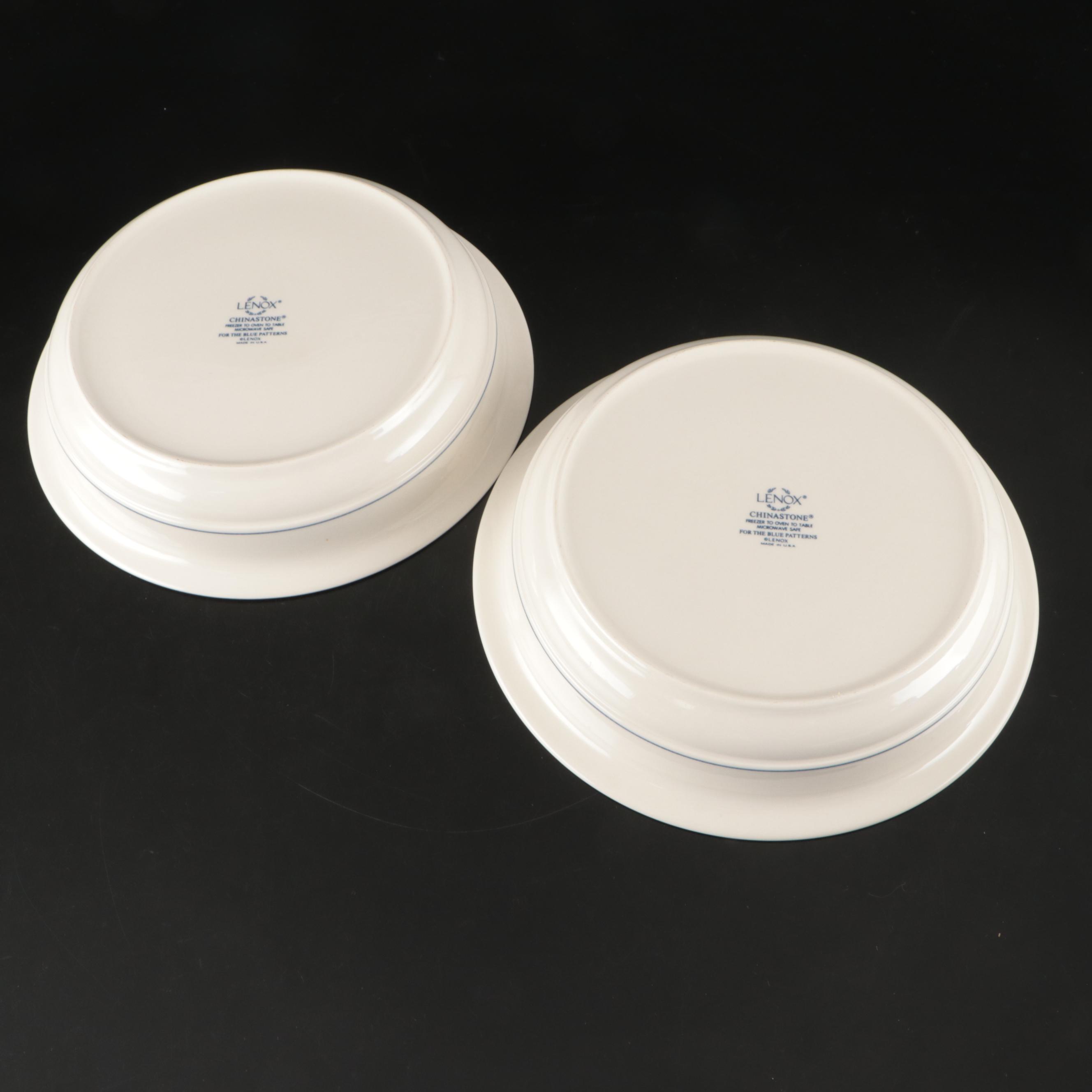 Lenox "Blue Pinstripes" Chinastone Dinnerware and Serving Pieces, 1984-2004