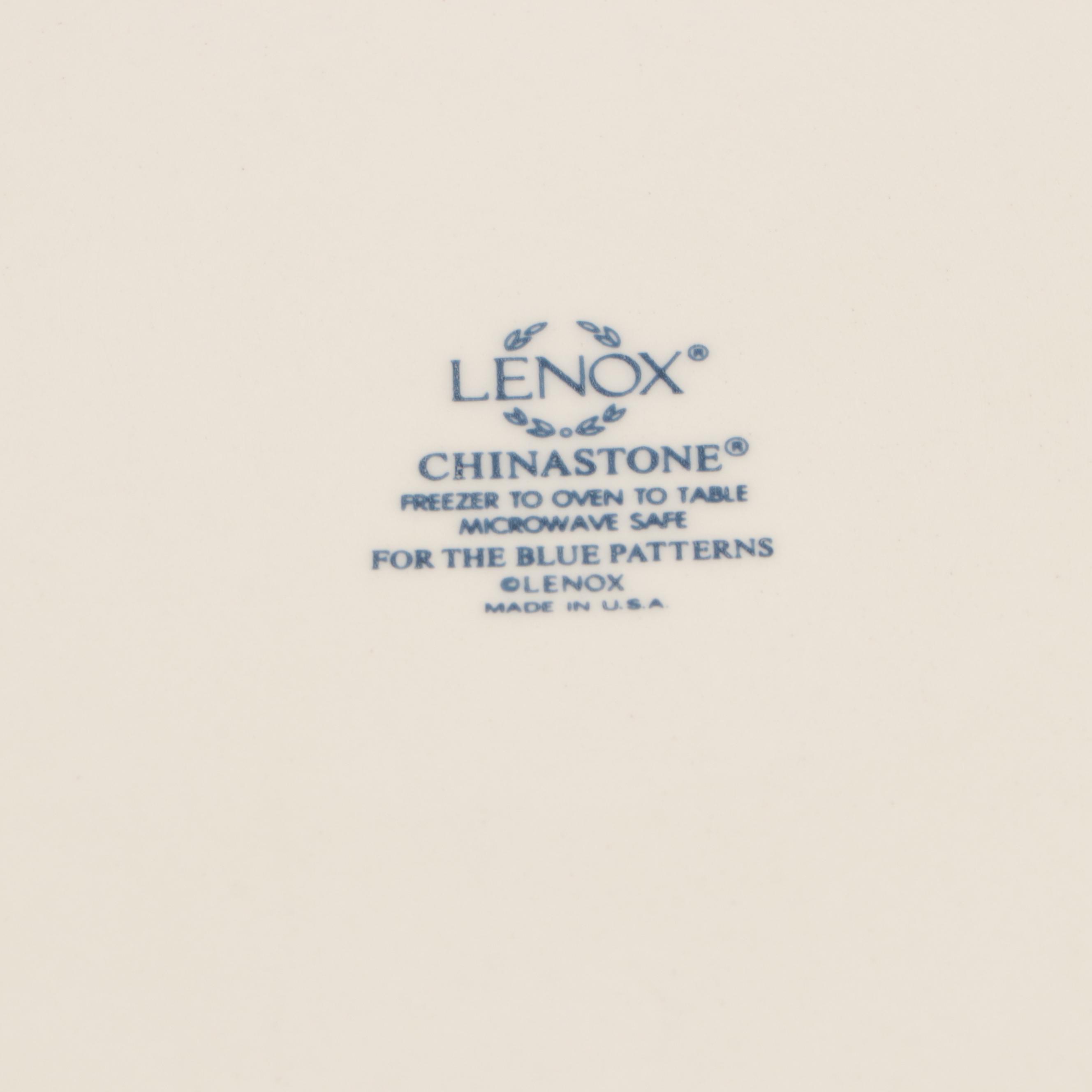 Lenox "Blue Pinstripes" Chinastone Dinnerware and Serving Pieces, 1984-2004