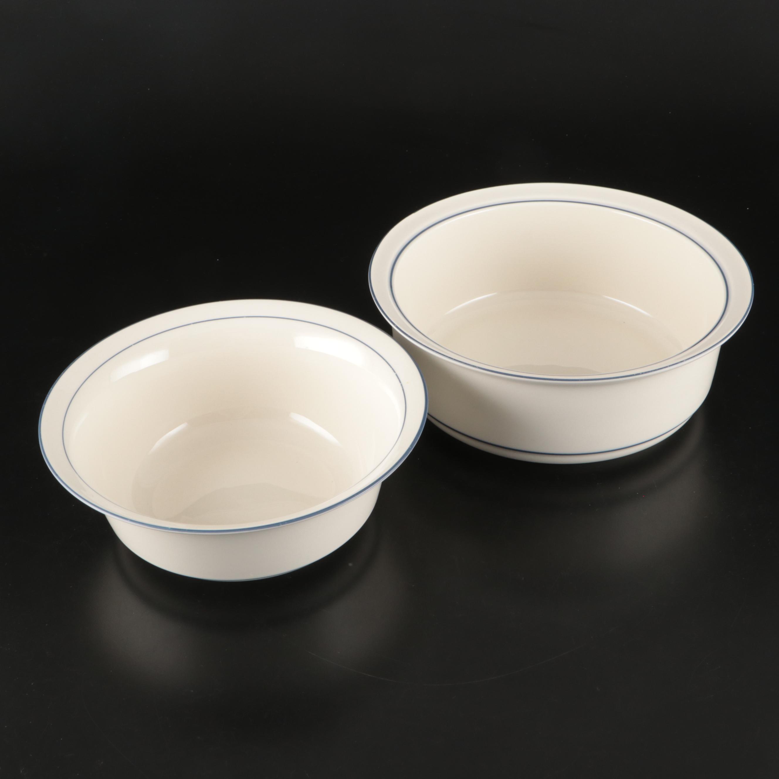 Lenox "Blue Pinstripes" Chinastone Dinnerware and Serving Pieces, 1984-2004