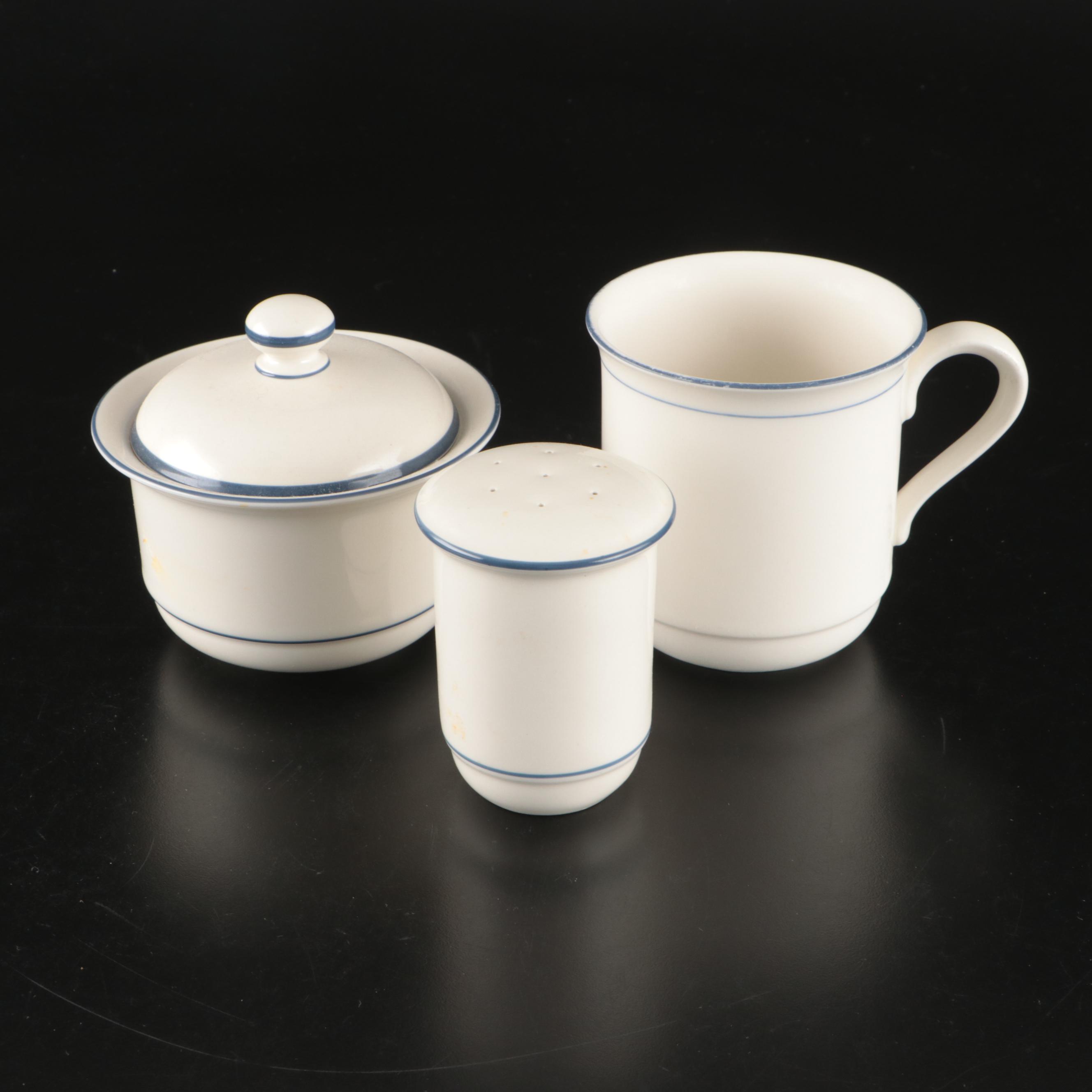 Lenox "Blue Pinstripes" Chinastone Dinnerware and Serving Pieces, 1984-2004