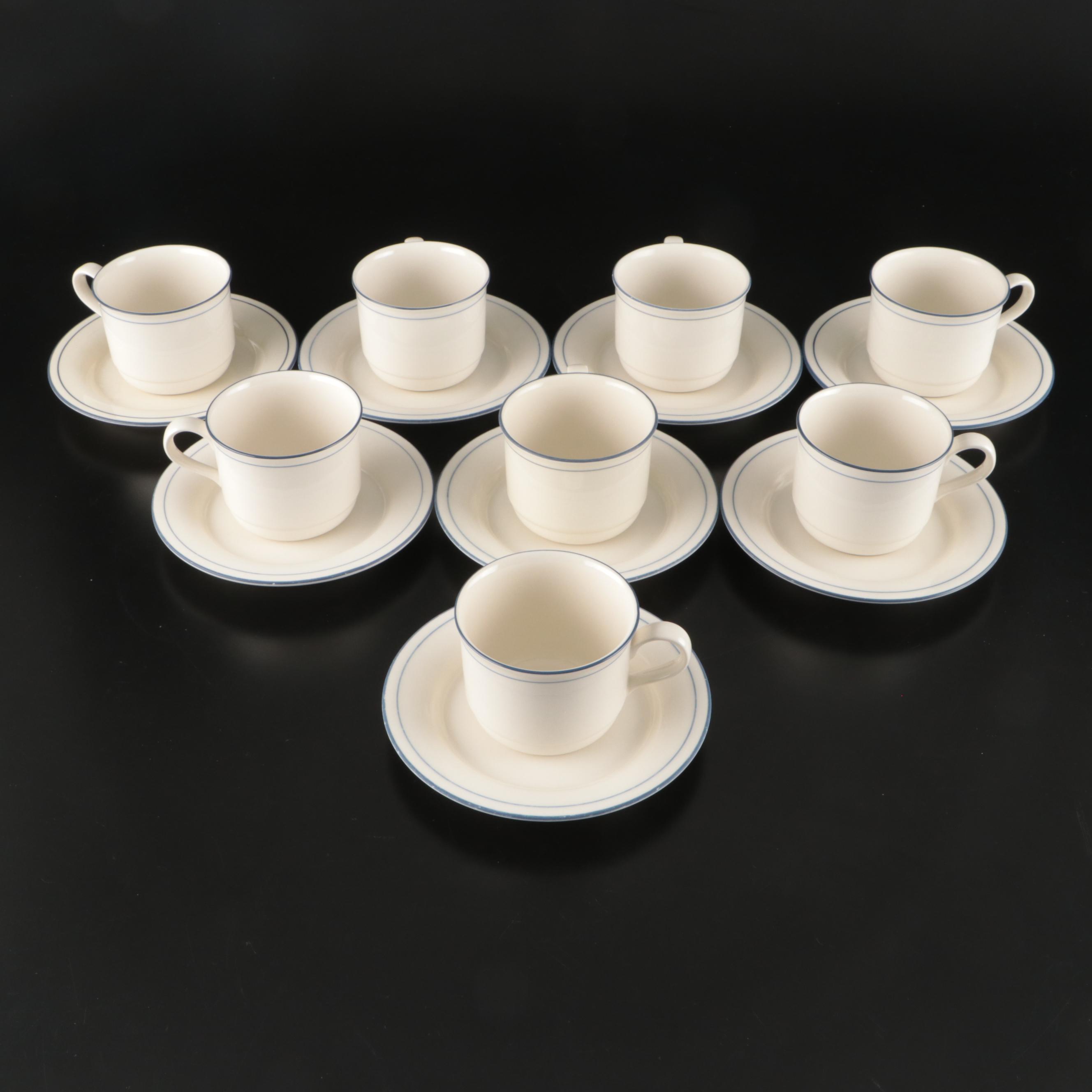 Lenox "Blue Pinstripes" Chinastone Dinnerware and Serving Pieces, 1984-2004