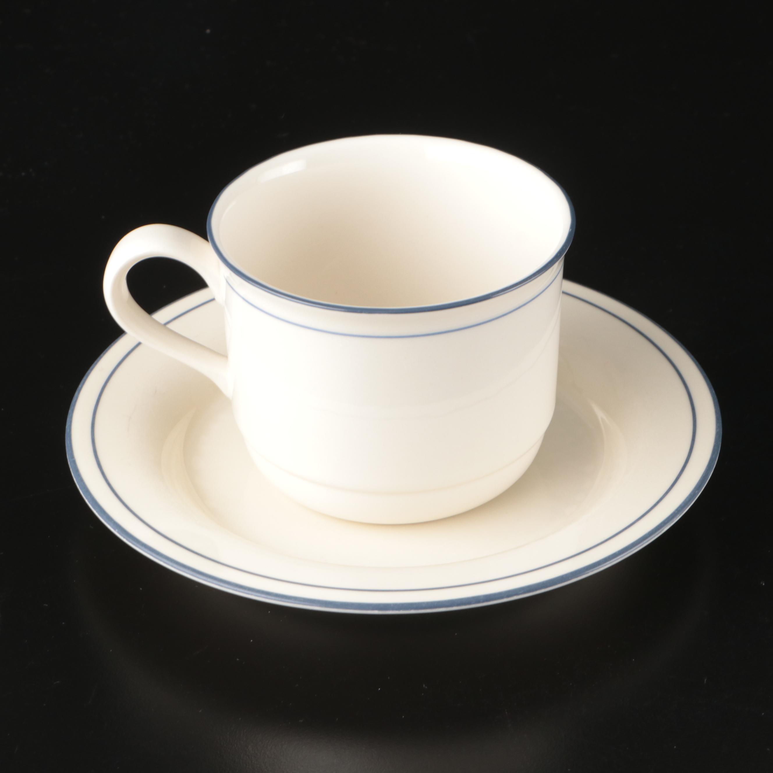 Lenox "Blue Pinstripes" Chinastone Dinnerware and Serving Pieces, 1984-2004