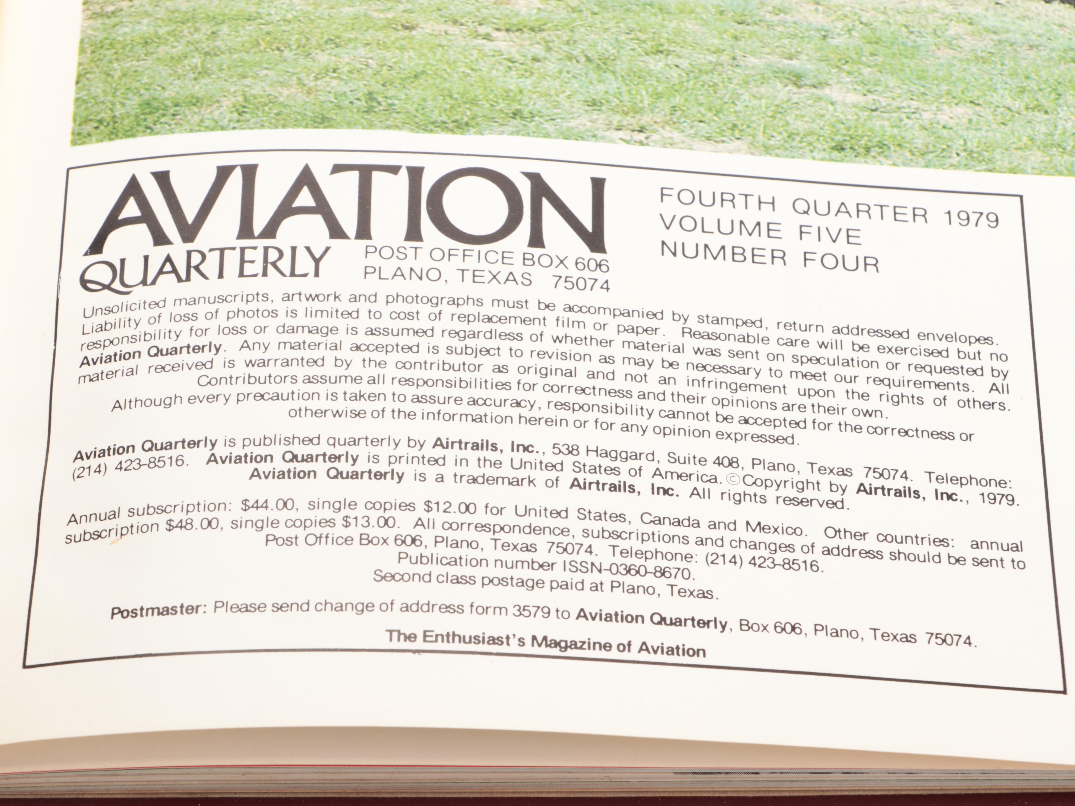 Vintage Aviation Periodicals Featuring Aviation Quarterly