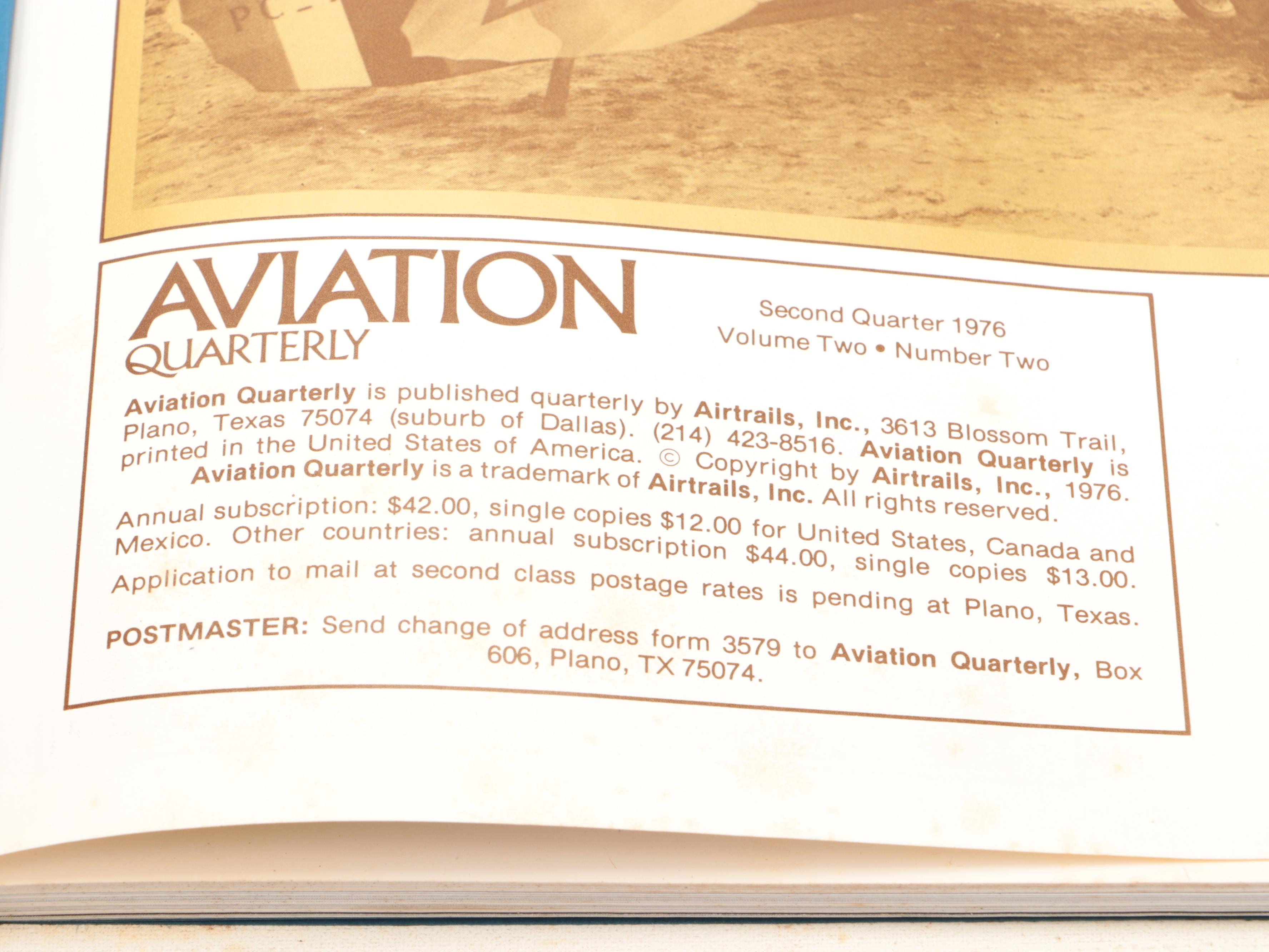 Vintage Aviation Periodicals Featuring Aviation Quarterly