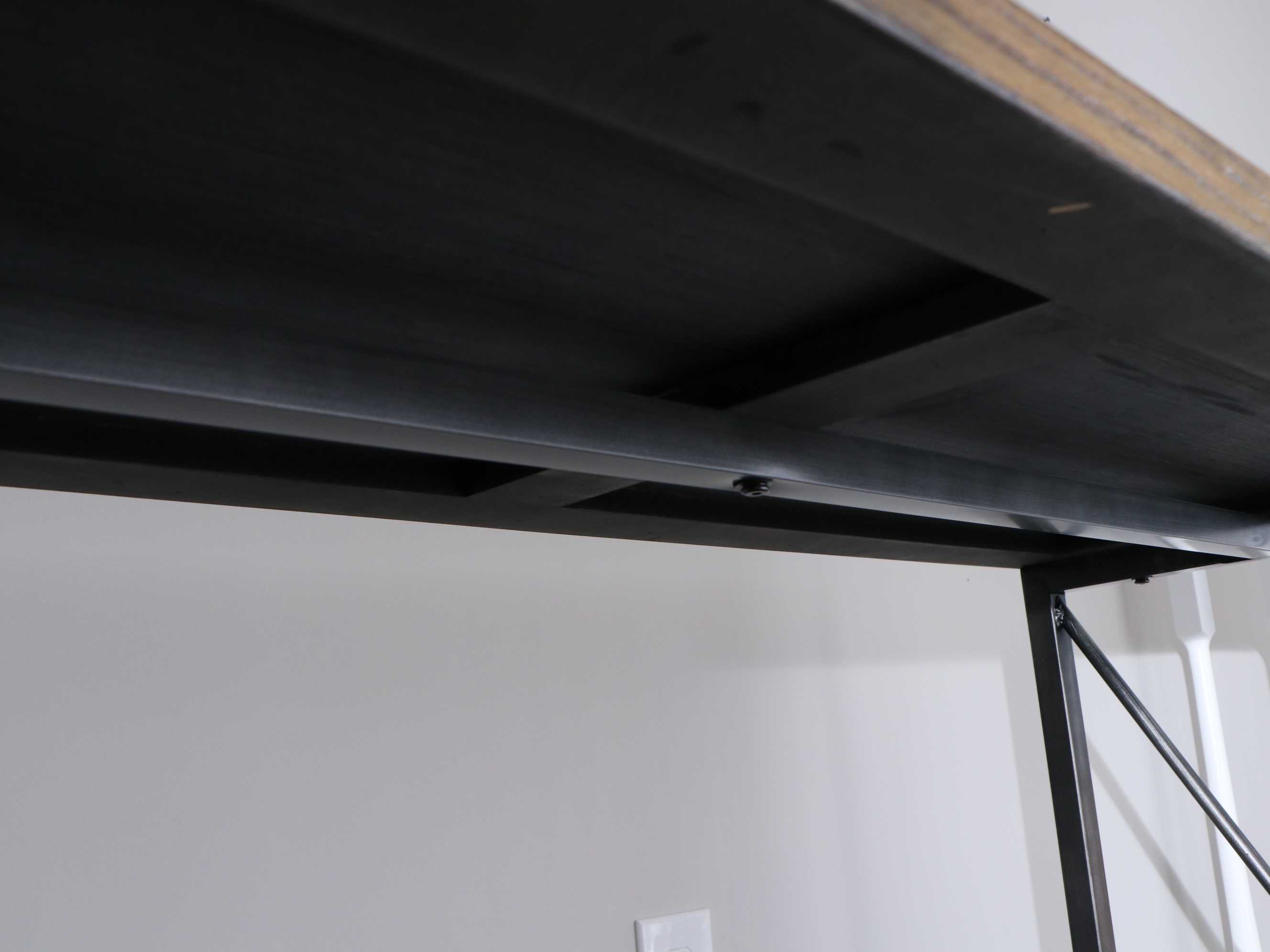 Wood and Painted Grain Metal Console Table