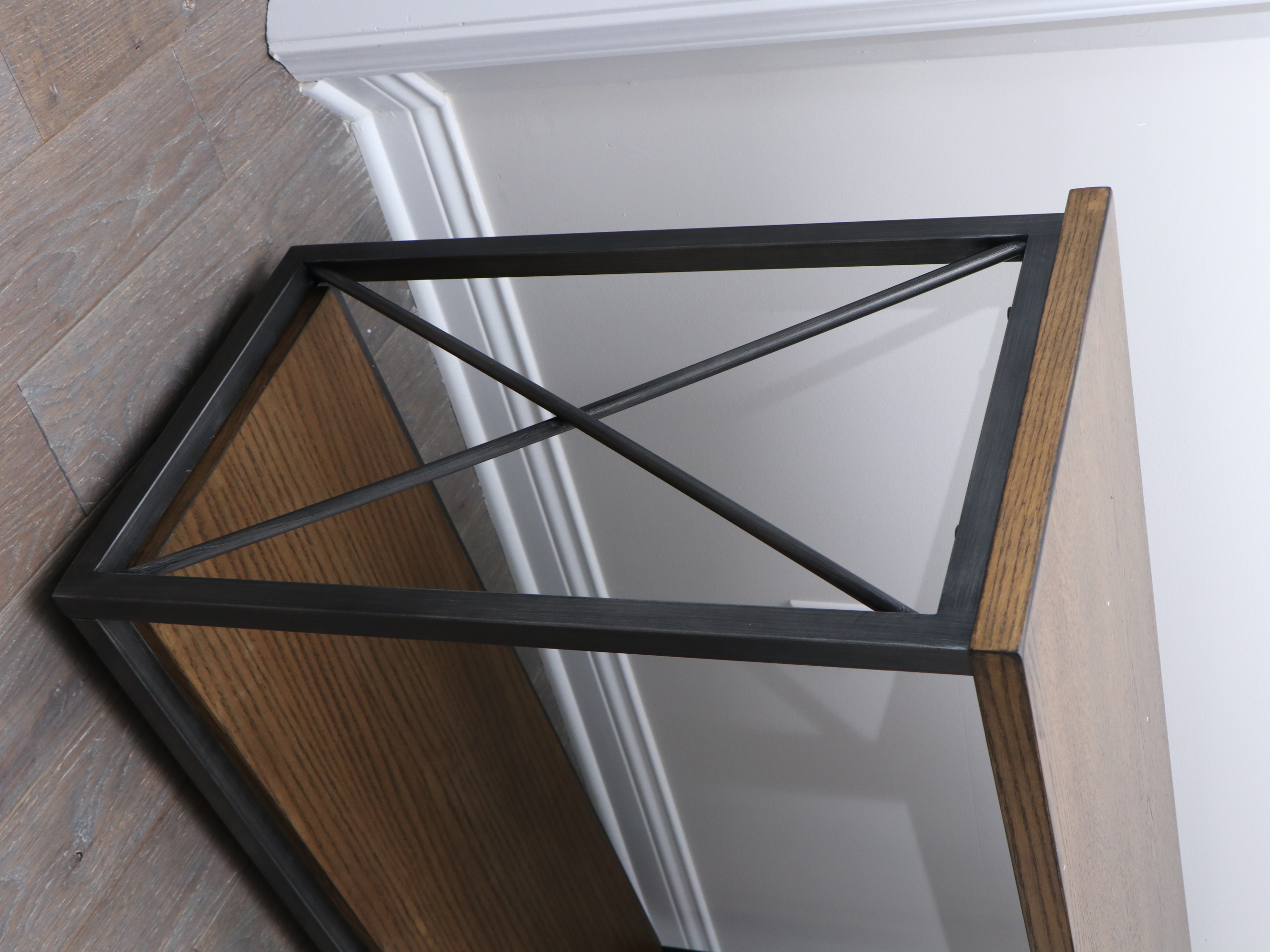 Wood and Painted Grain Metal Console Table