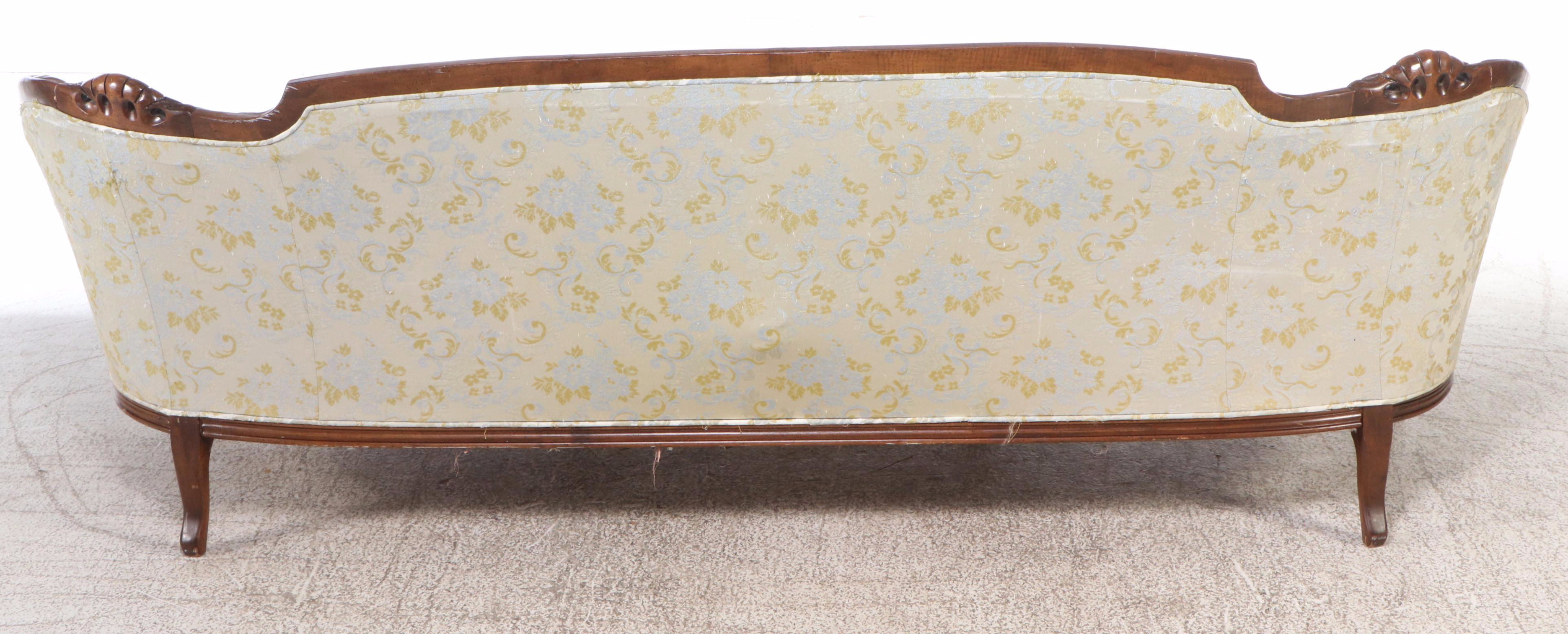 Kingsley Furniture Co. Rococo Revival Style Damask Button-Tufted Sofa