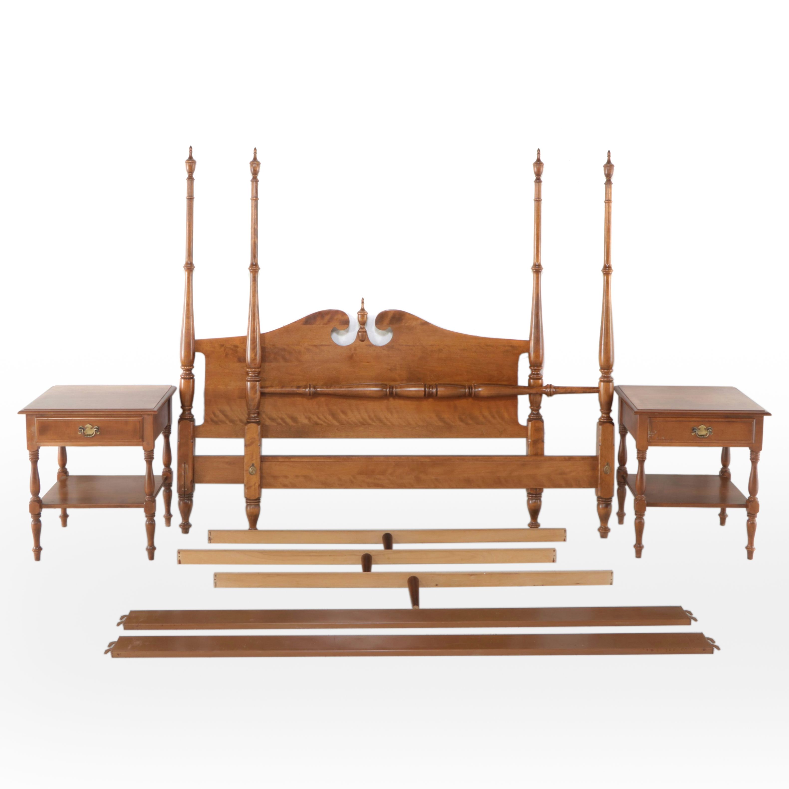 Ethan Allen Colonial Style Maple Queen Bed with Nightstands