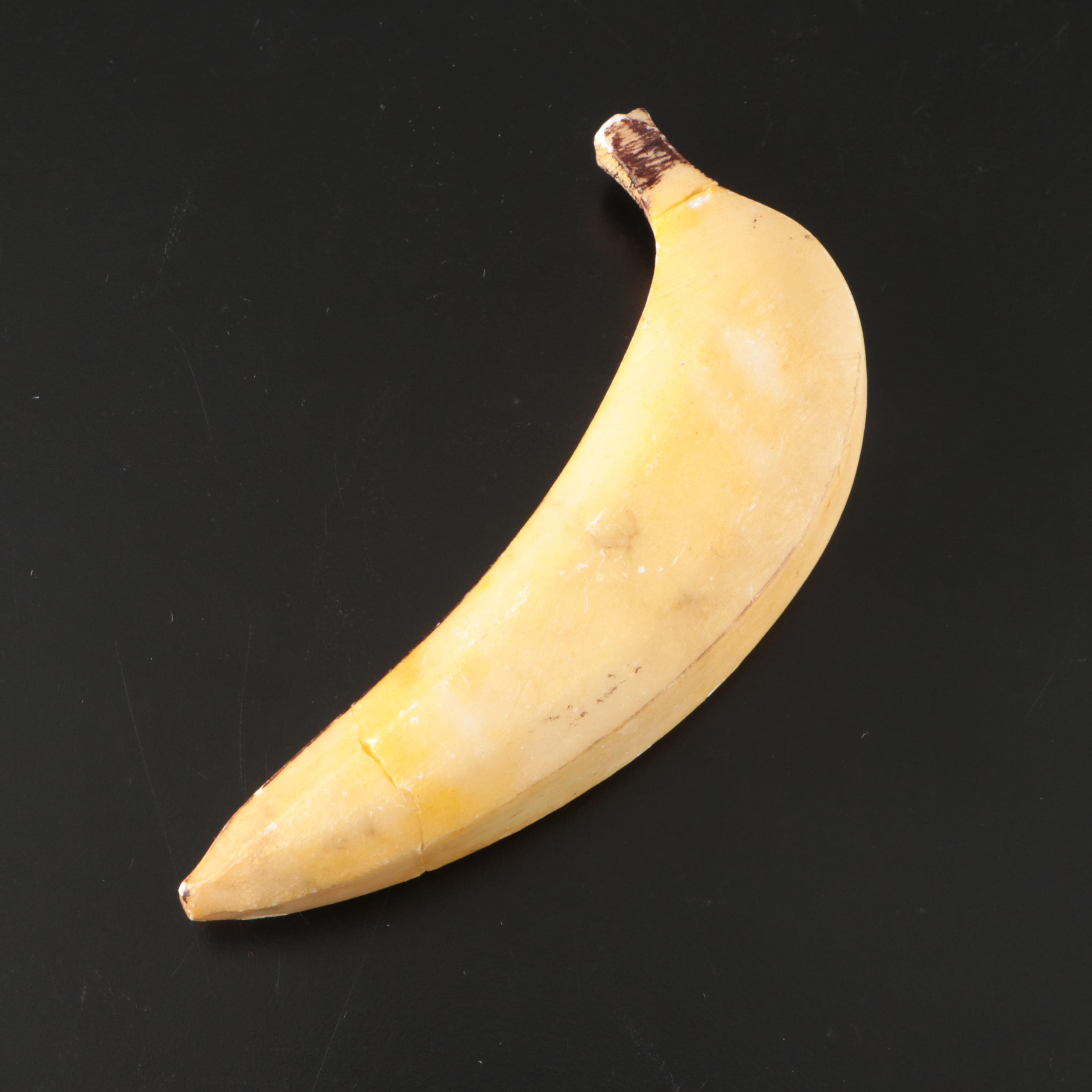 Stone and Ceramic Fruit with American Brilliant Style Pinwheel Crystal Bowl