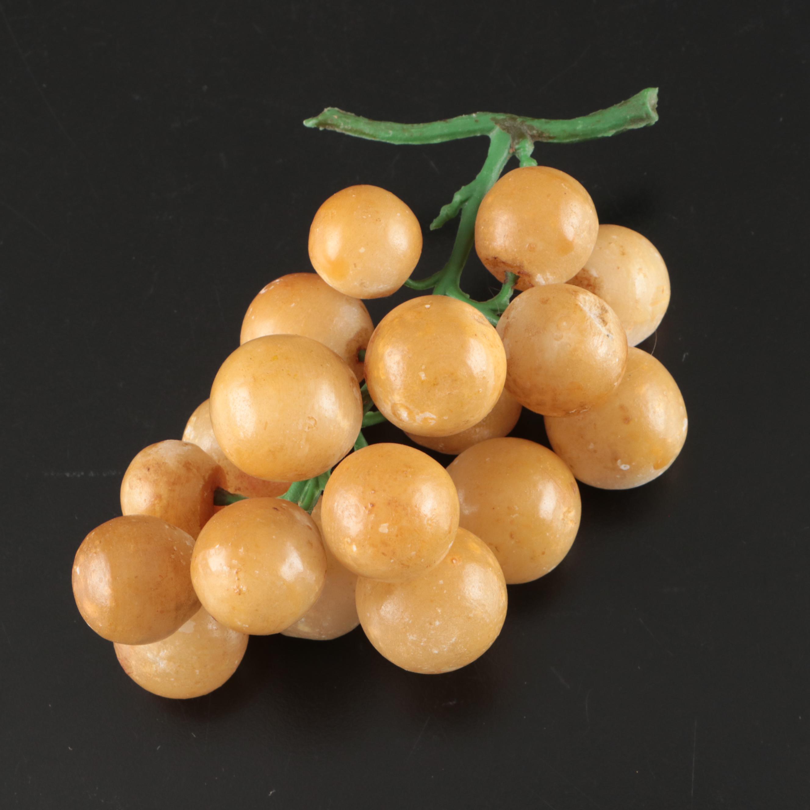 Stone and Ceramic Fruit with American Brilliant Style Pinwheel Crystal Bowl