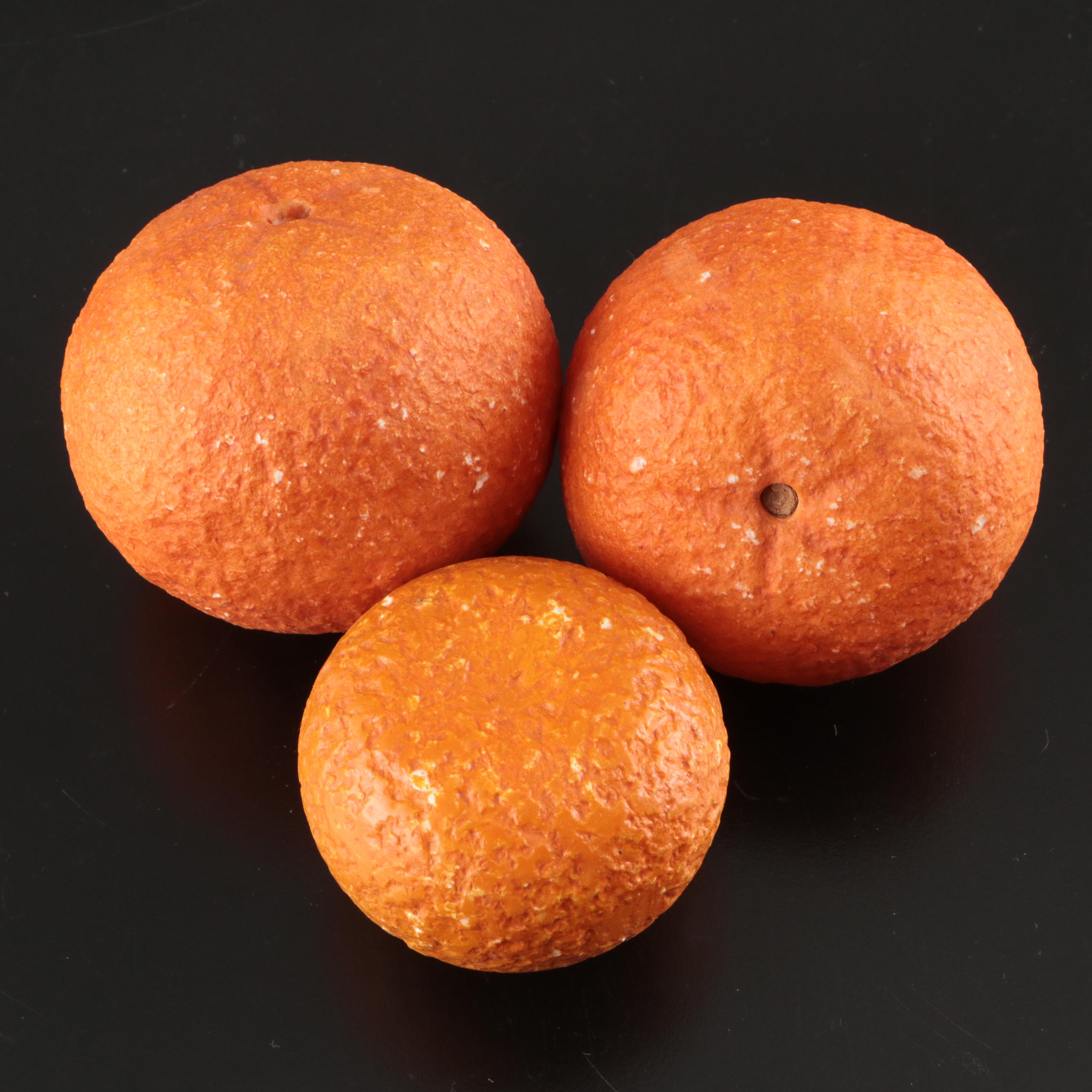 Stone and Ceramic Fruit with American Brilliant Style Pinwheel Crystal Bowl