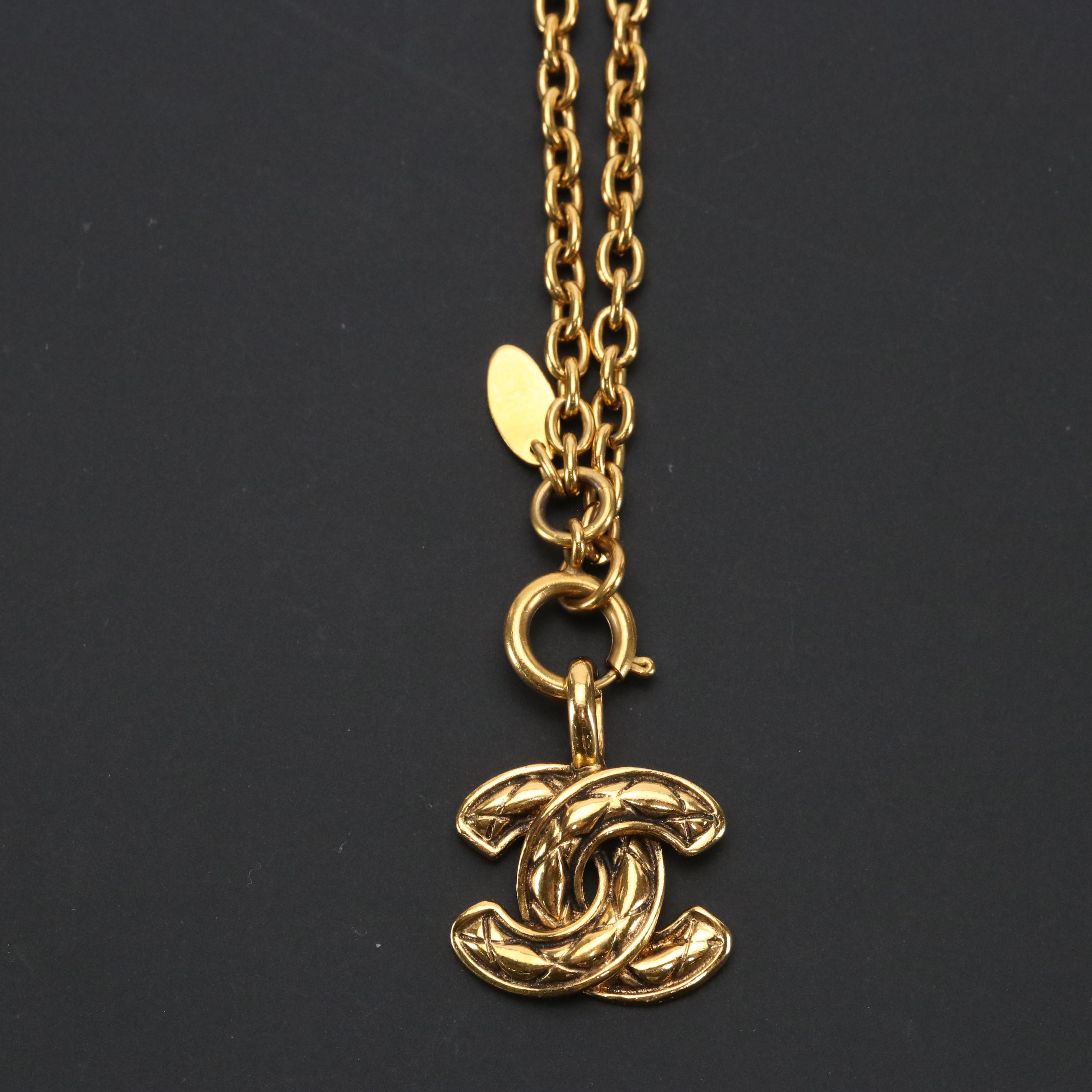 Chanel Quilted CC Pendant Necklace