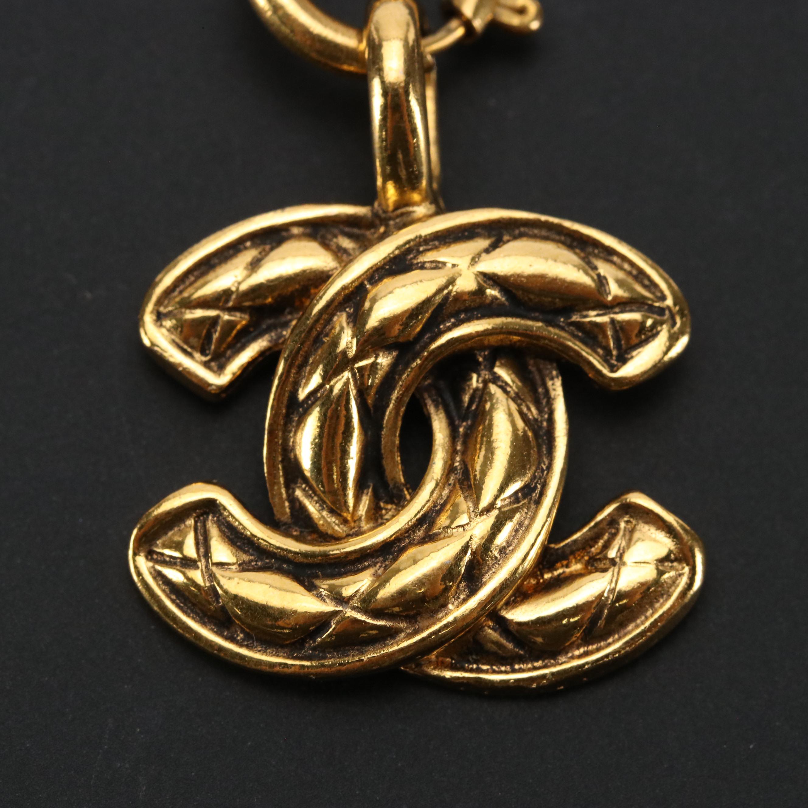 Chanel Quilted CC Pendant Necklace