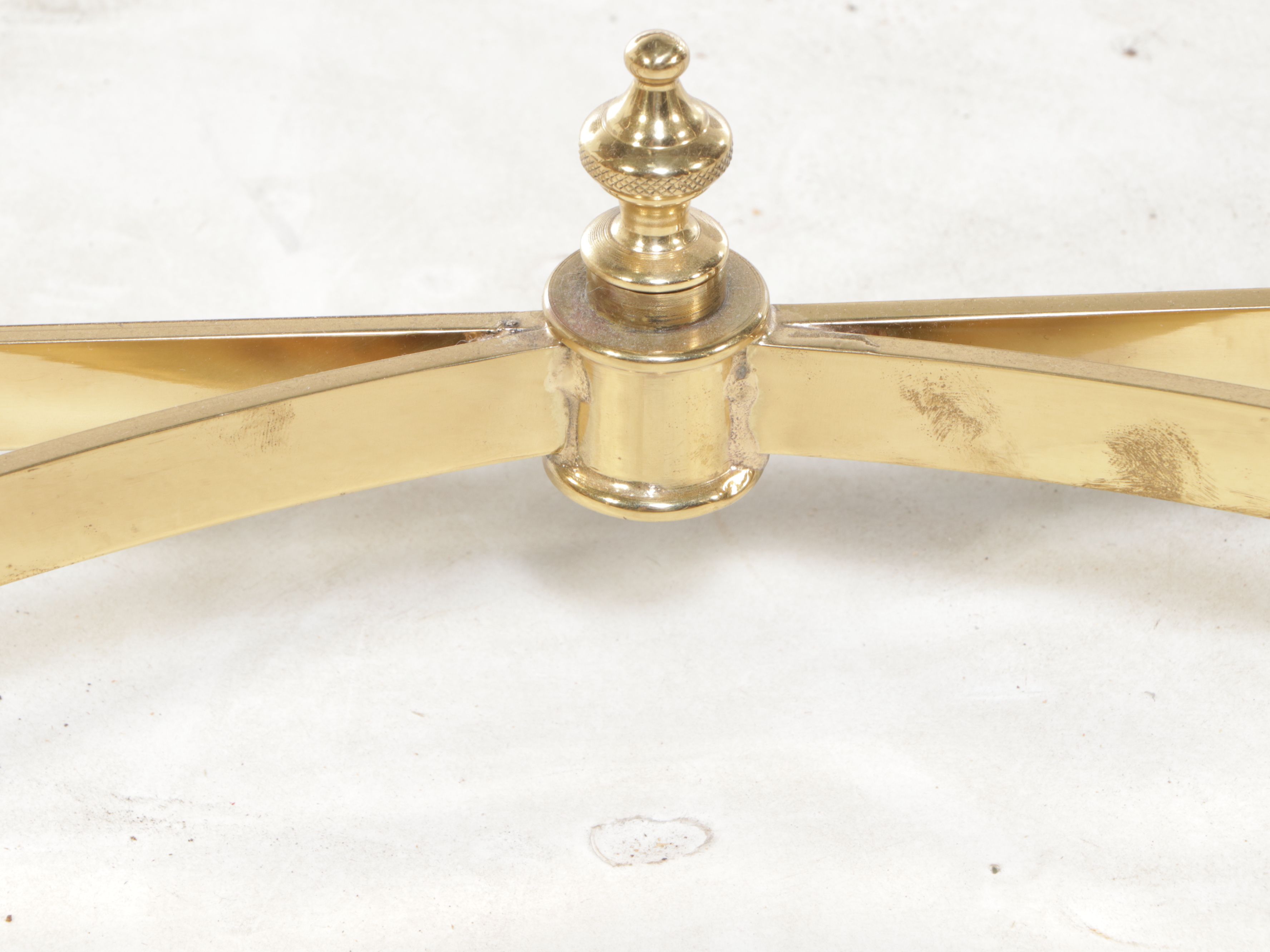 Regency Style Brass Frame Demilune Console Table with Glass Top