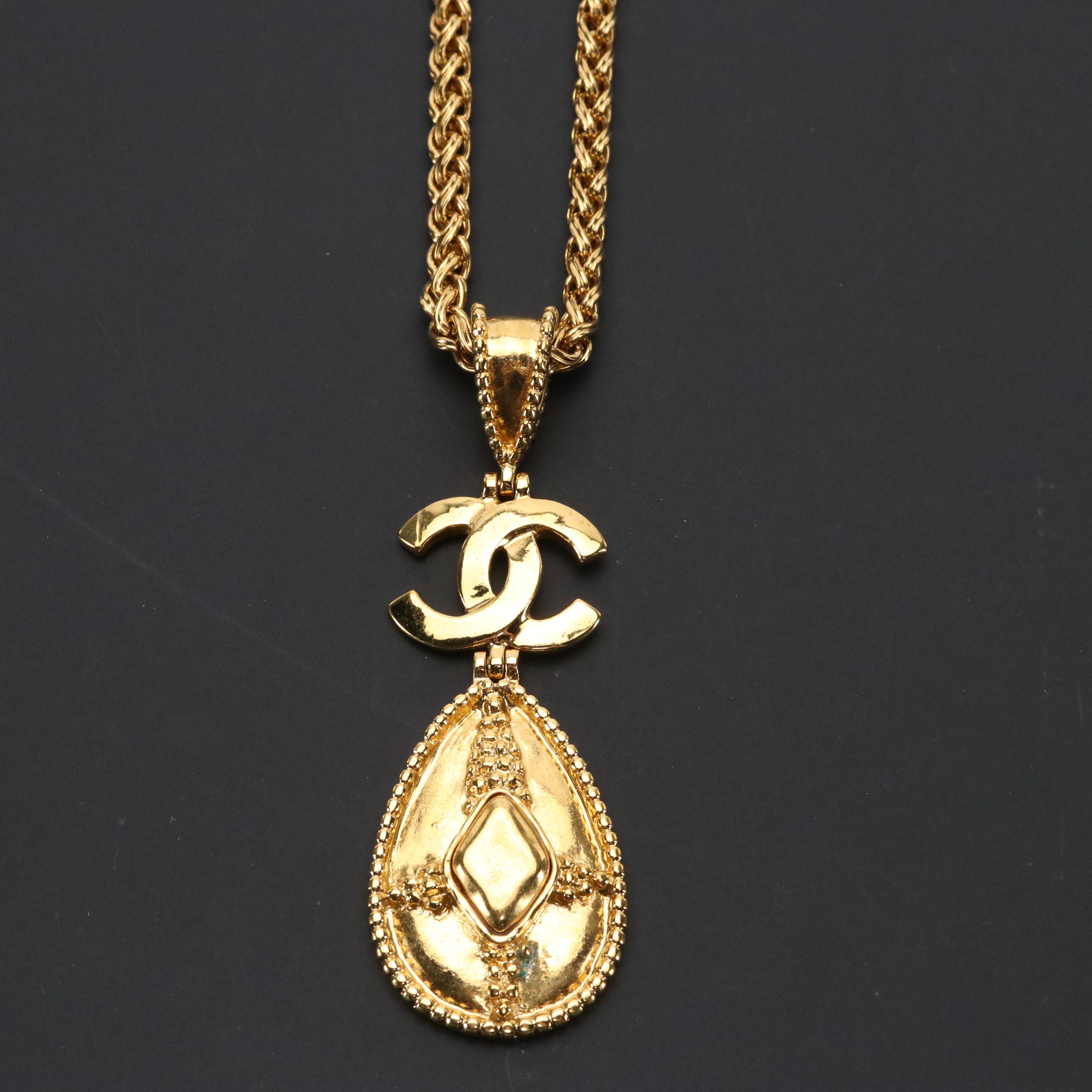 Chanel CC Teardrop Pendant Necklace