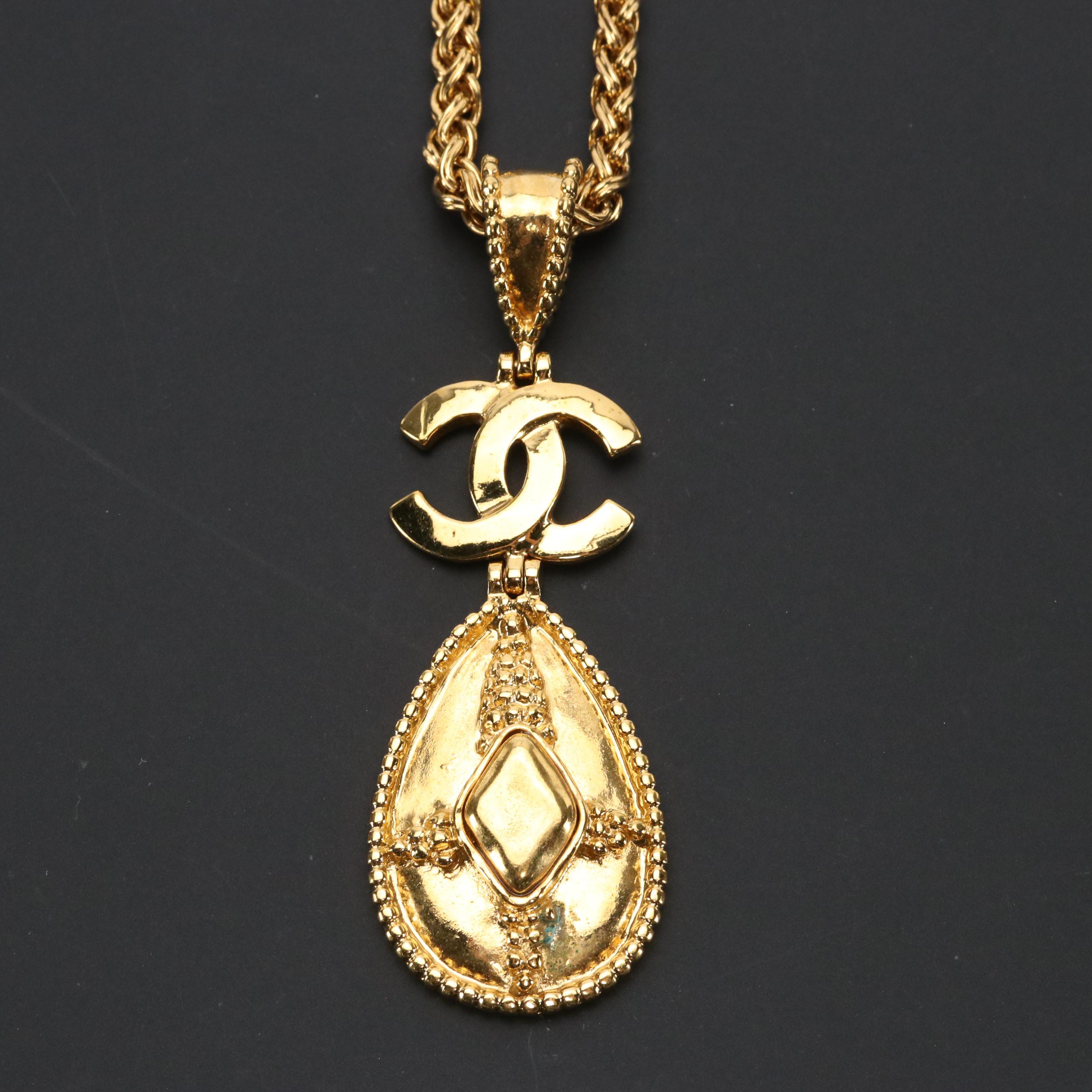 Chanel CC Teardrop Pendant Necklace