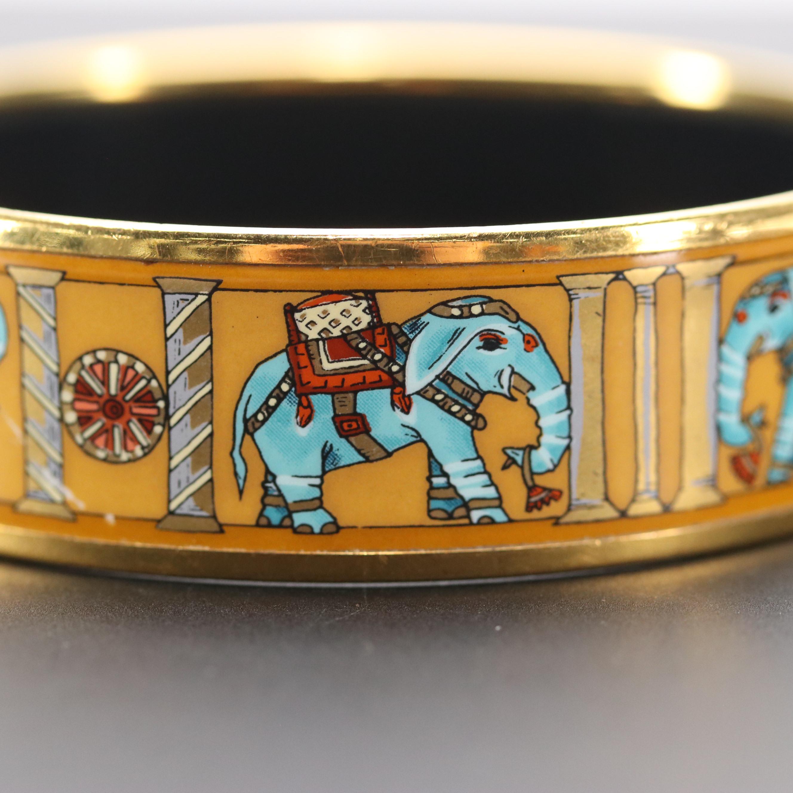Hermès "Torana" Wide Enamel Bangle Bracelet