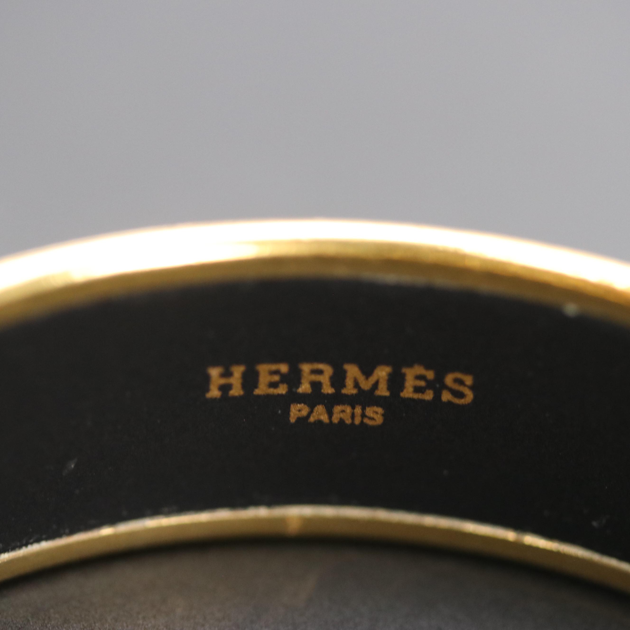 Hermès "Torana" Wide Enamel Bangle Bracelet