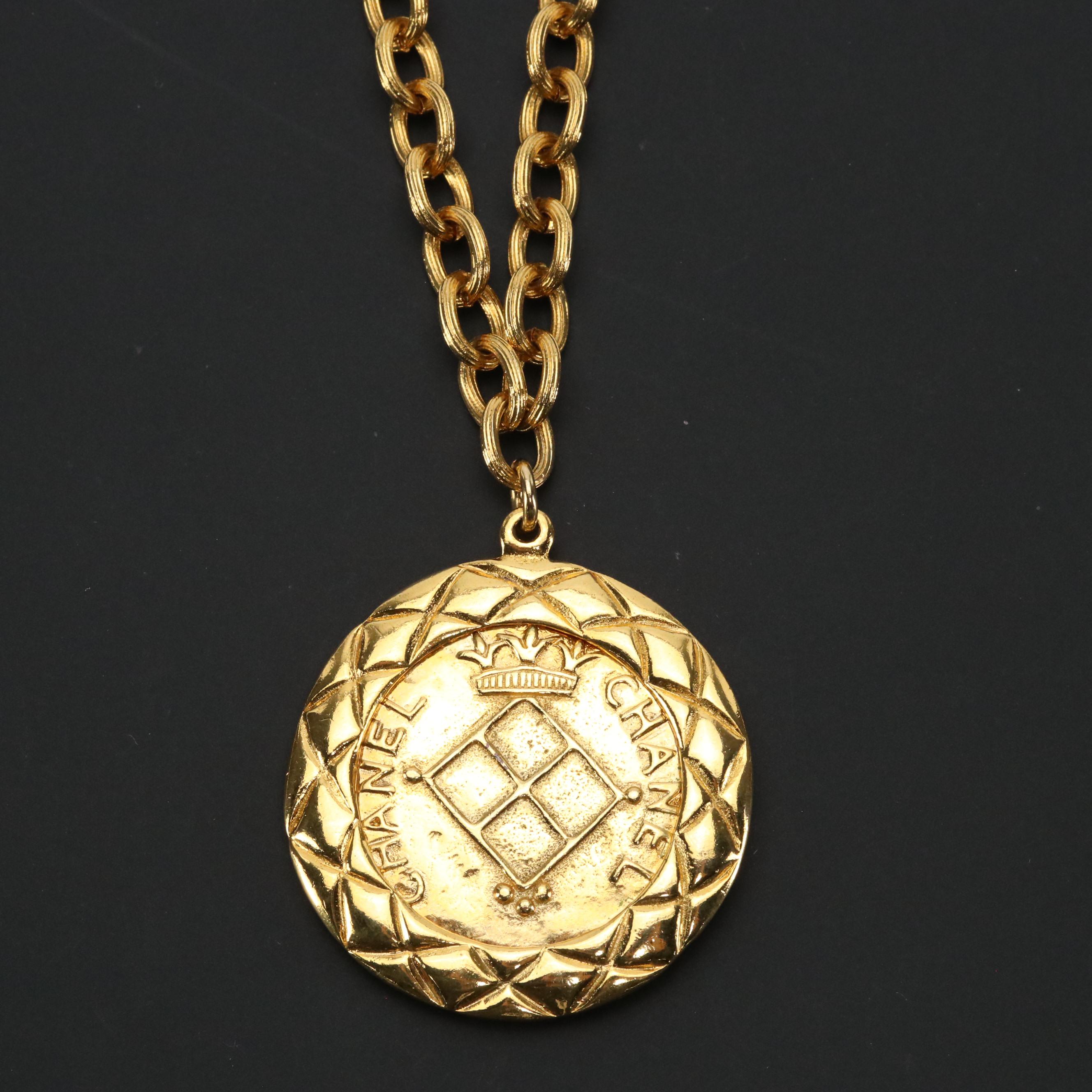 Chanel Logo Medallion Pendant Necklace