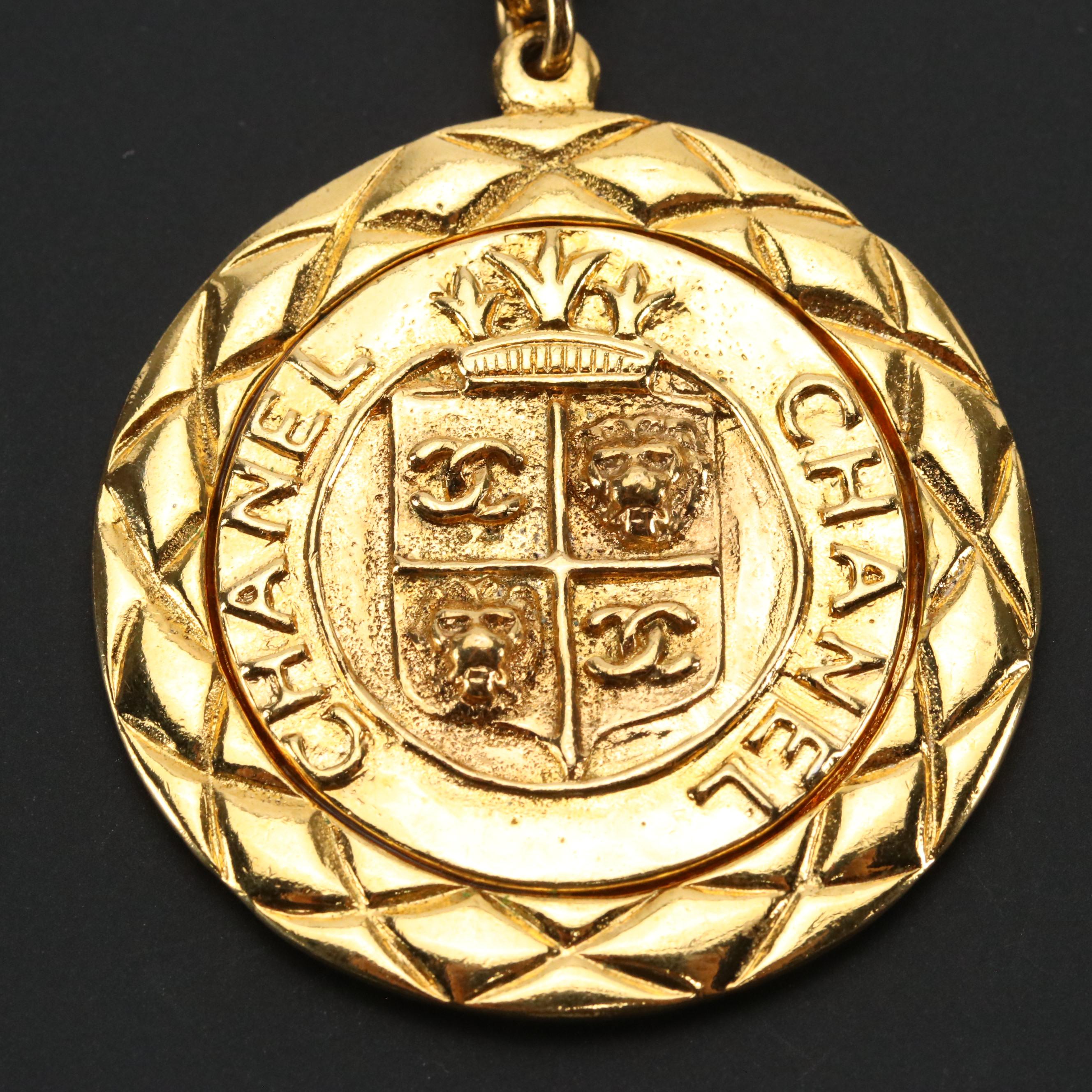 Chanel Logo Medallion Pendant Necklace