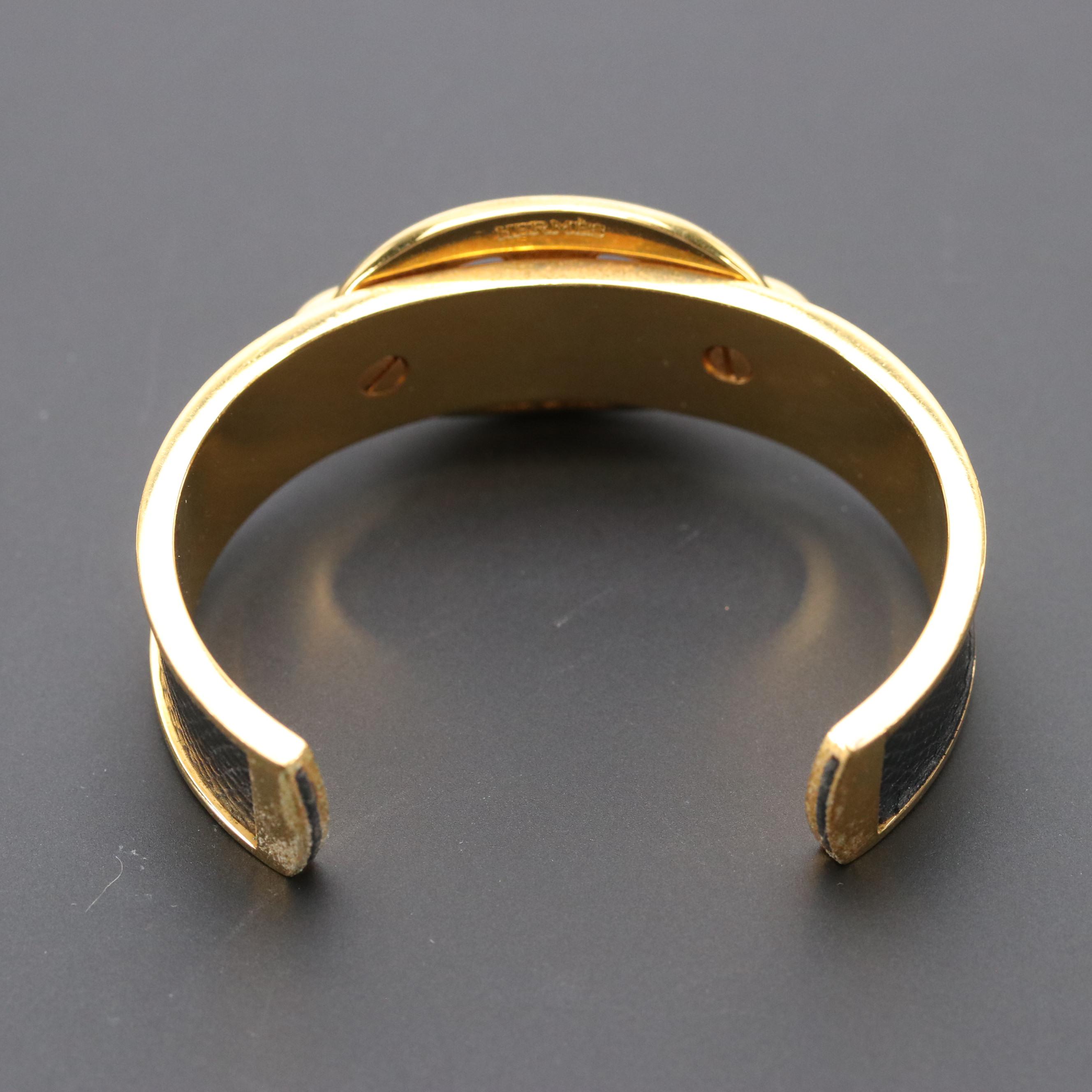 Hermès Chaîne d'Ancre Epsom Leather Cuff Bracelet