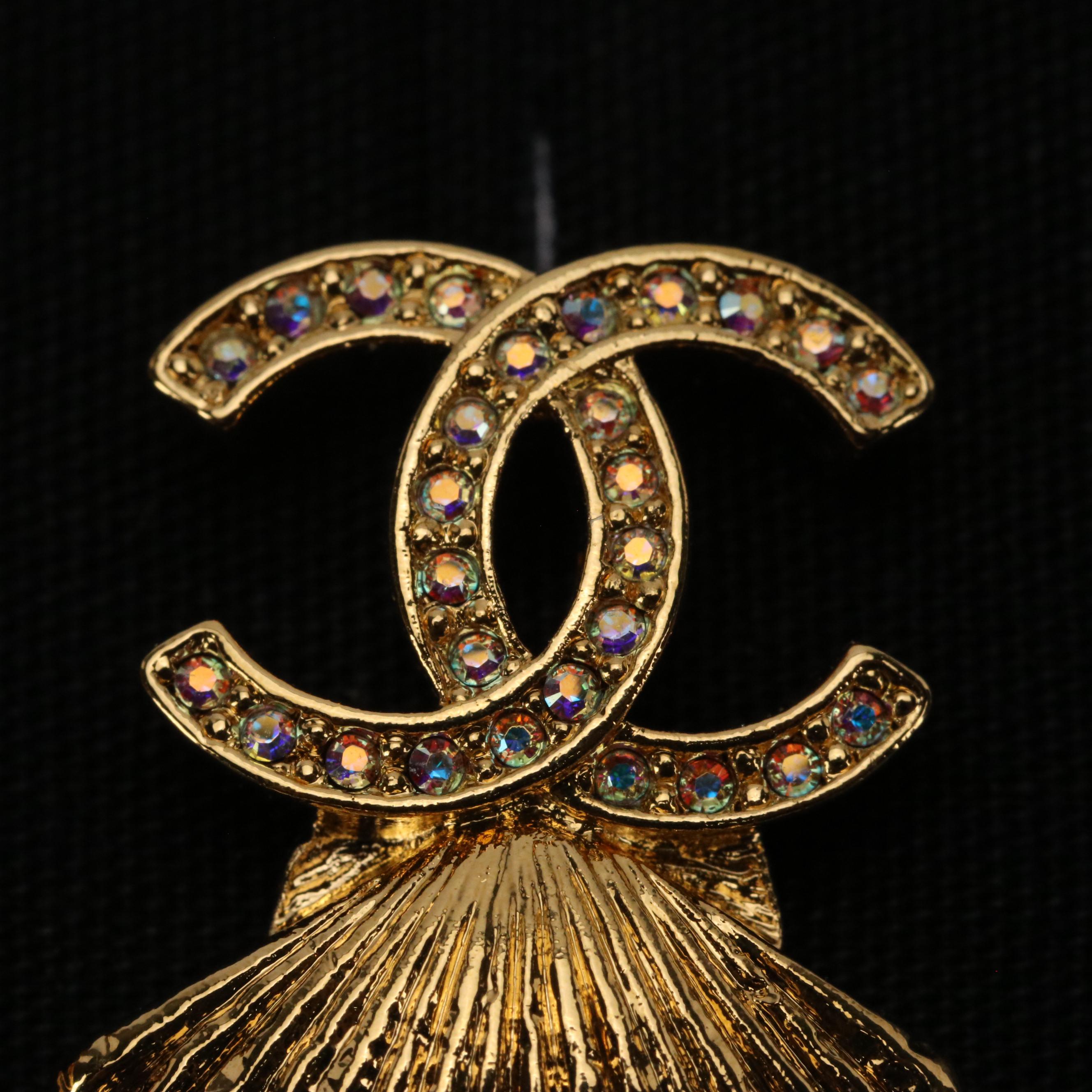 Chanel CC Pink/Iridescent Crystal Stud Earrings