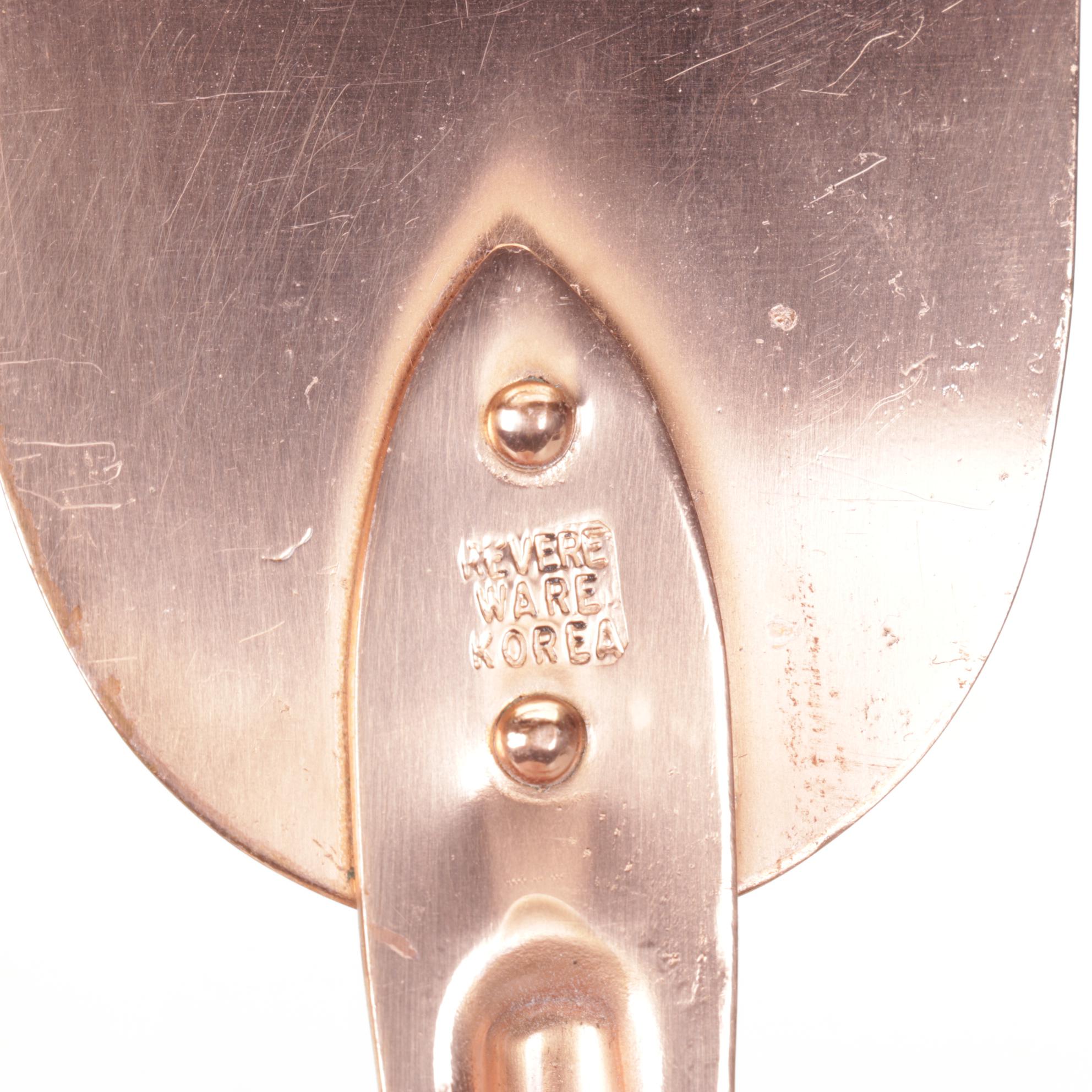 Revere Ware Copper Kitchen Utensils with Hanging Rod, Compote and Candlestick