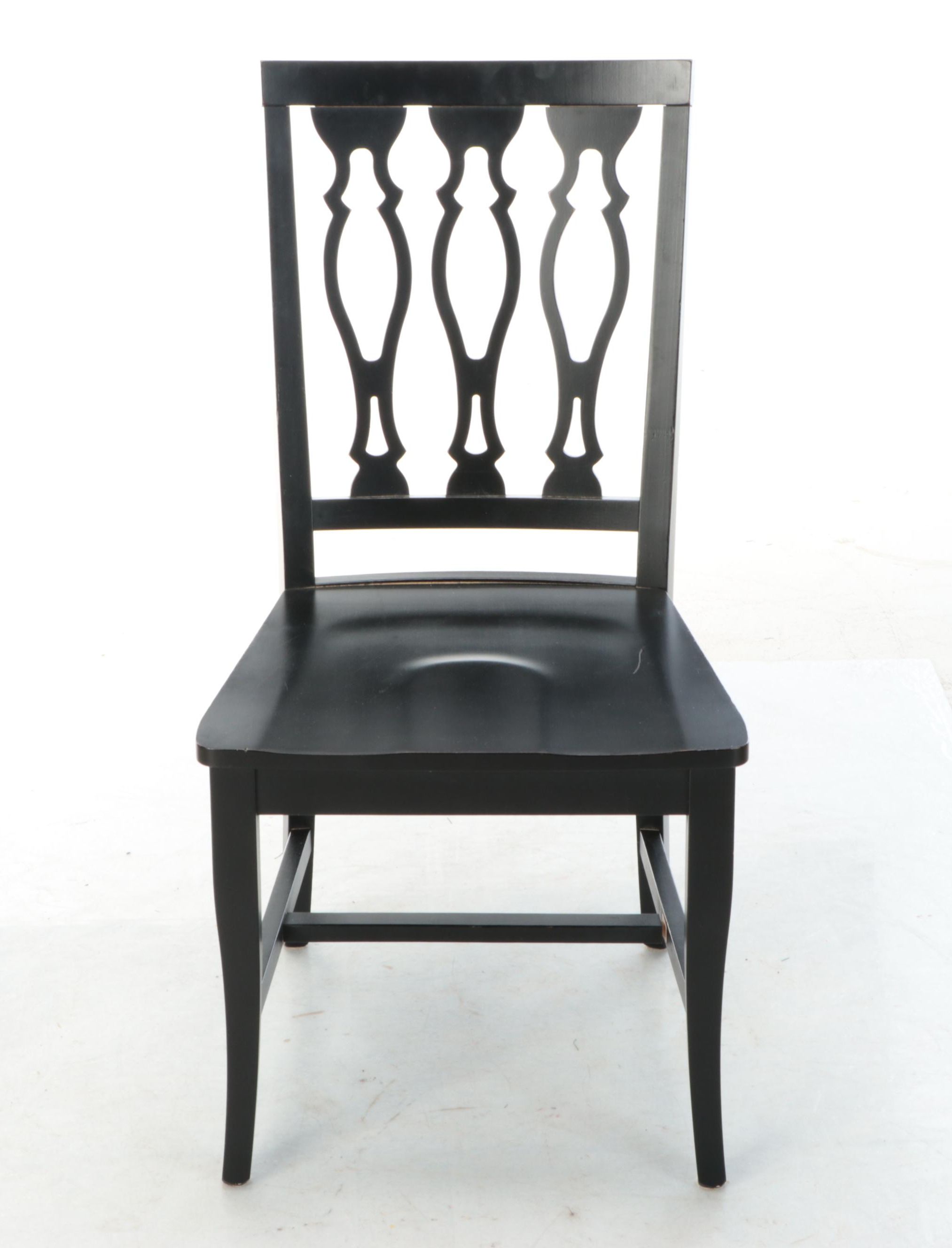 Contemporary Ebonized Wood Pierced-Splat Back Side Chair
