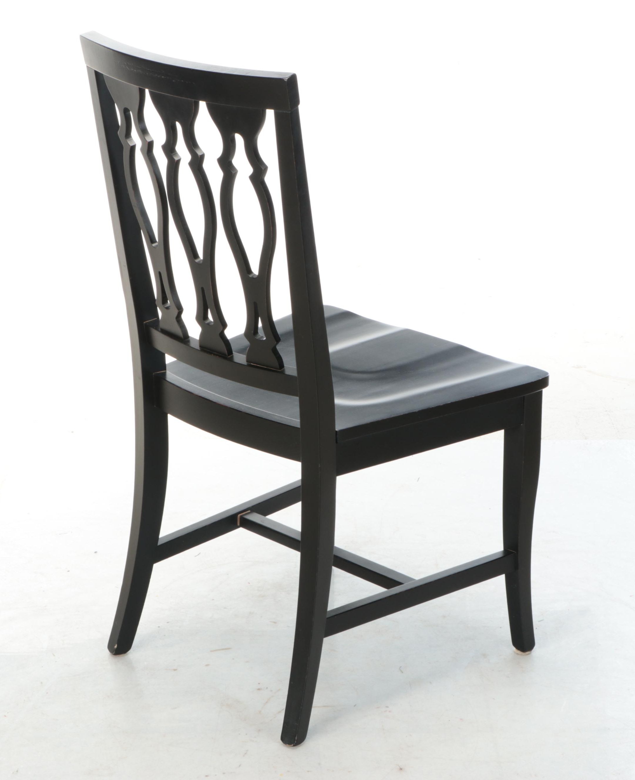 Contemporary Ebonized Wood Pierced-Splat Back Side Chair