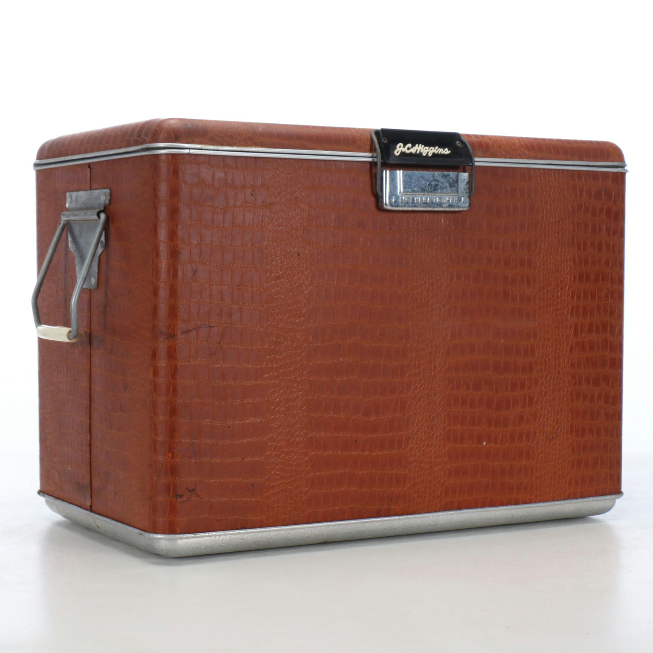 JC Higgins Leather Ice Chest, Mid-20th Century