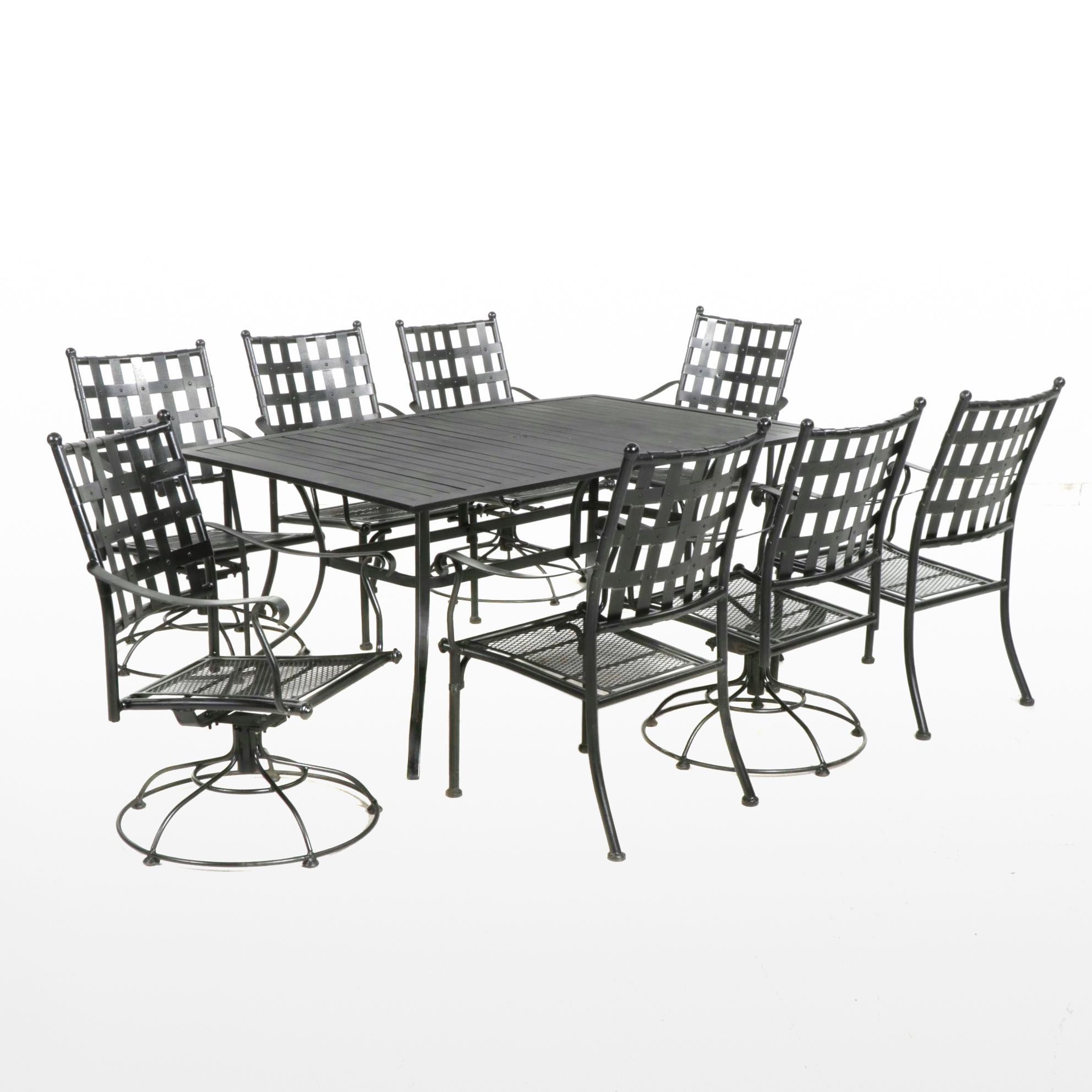 Metal Patio Dining Table with Eight Chairs