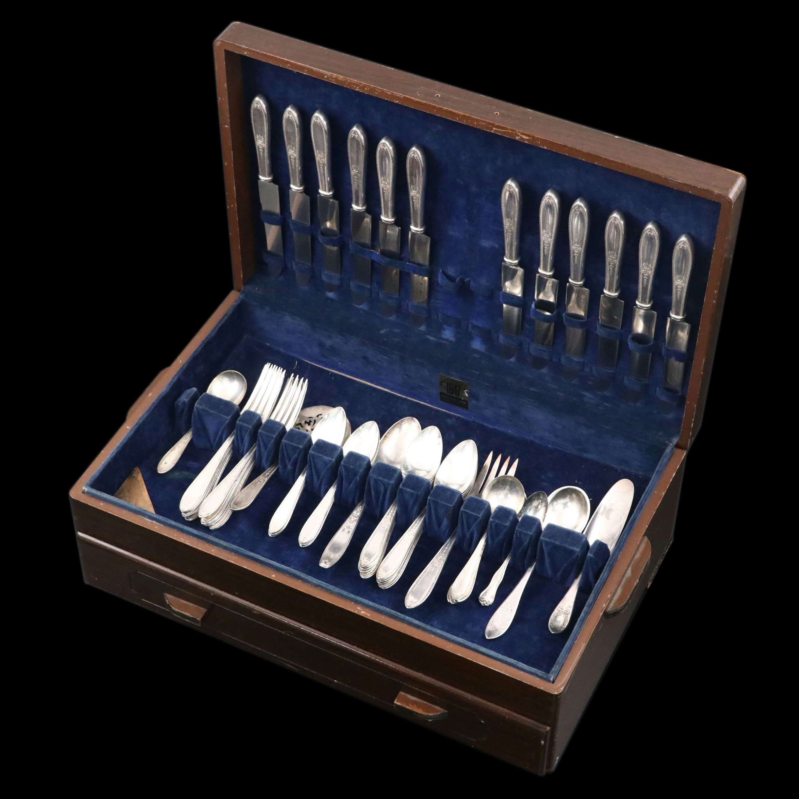 International "Triumph" and Other Silver Plate Flatware with Case, 20th Century