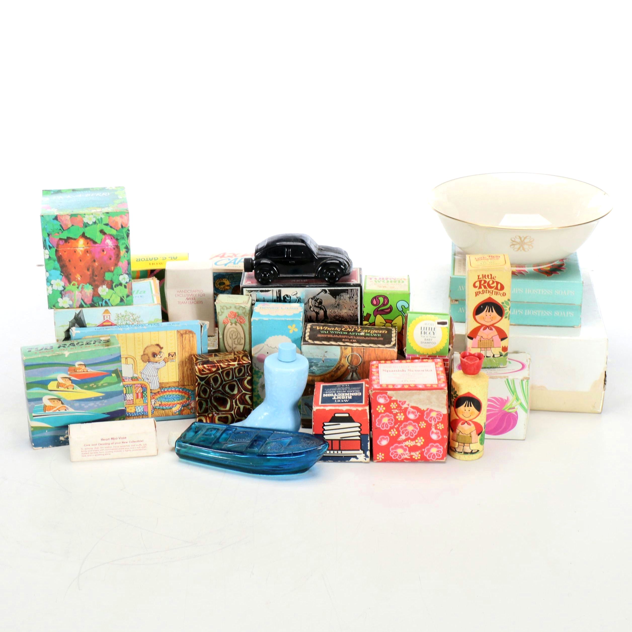 Vintage Avon Perfume Collection Featuring "Gone Fishing Tai Winds" Aftershave