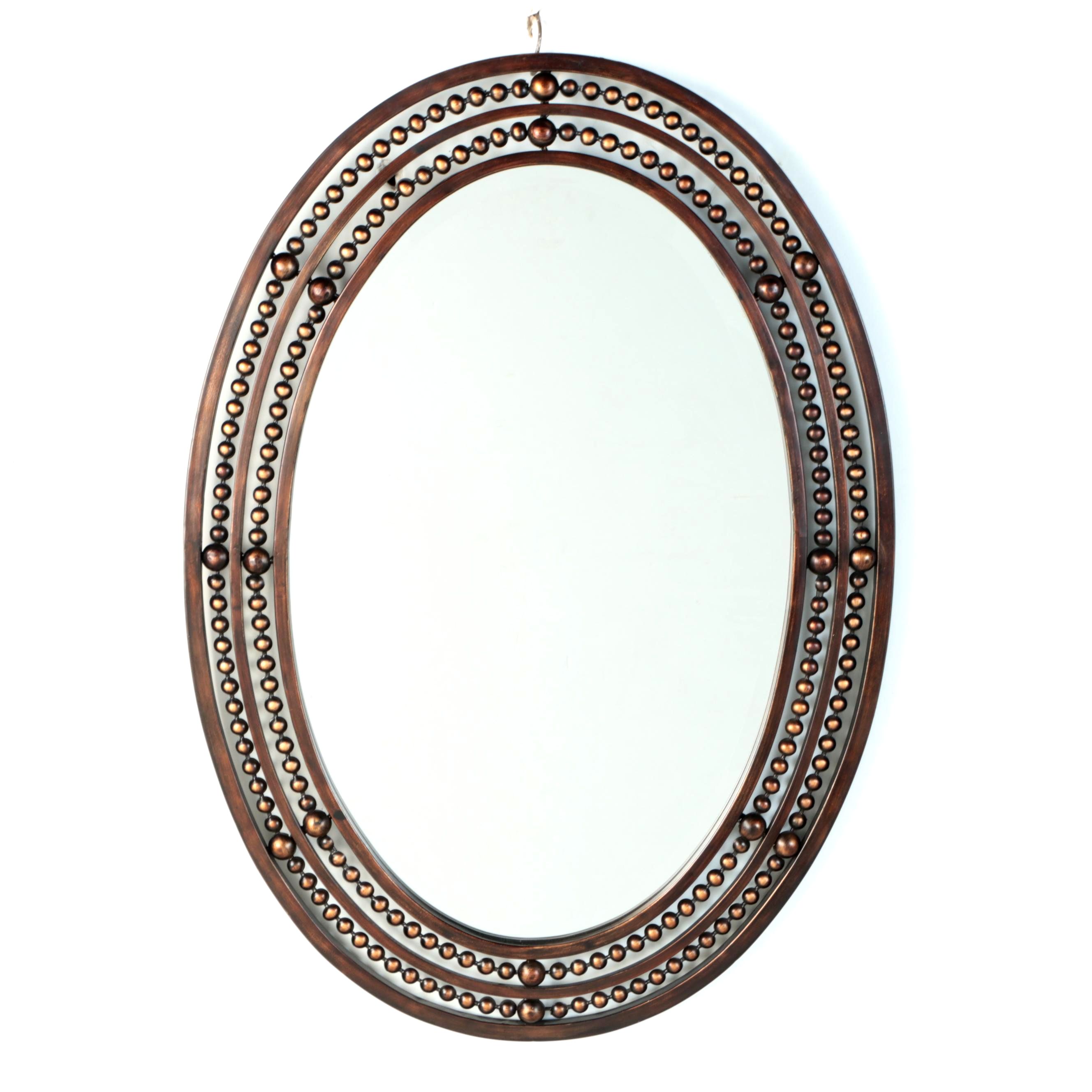 Uttermost Bronzed Beaded Metal Frame Oval Wall Mirror