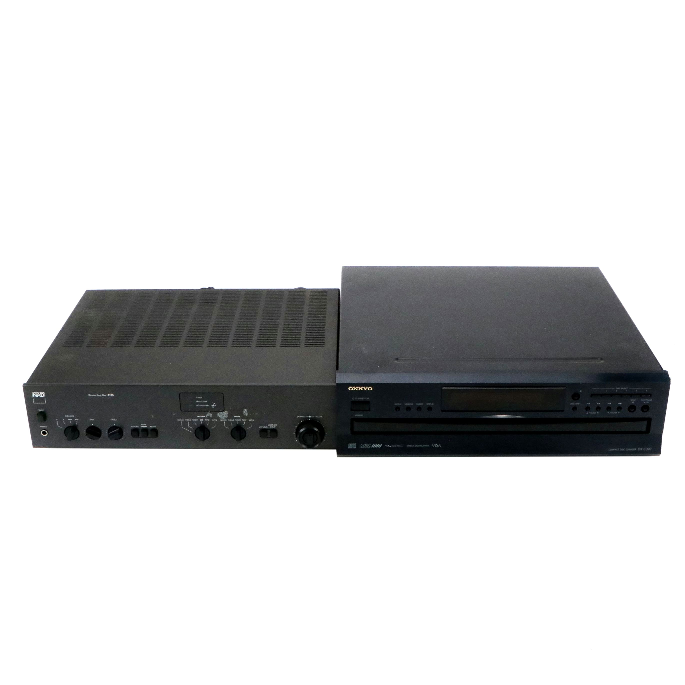 NAD 3155 Stereo Amplifier with Onkyo DX-C390 Compact Disc Changer