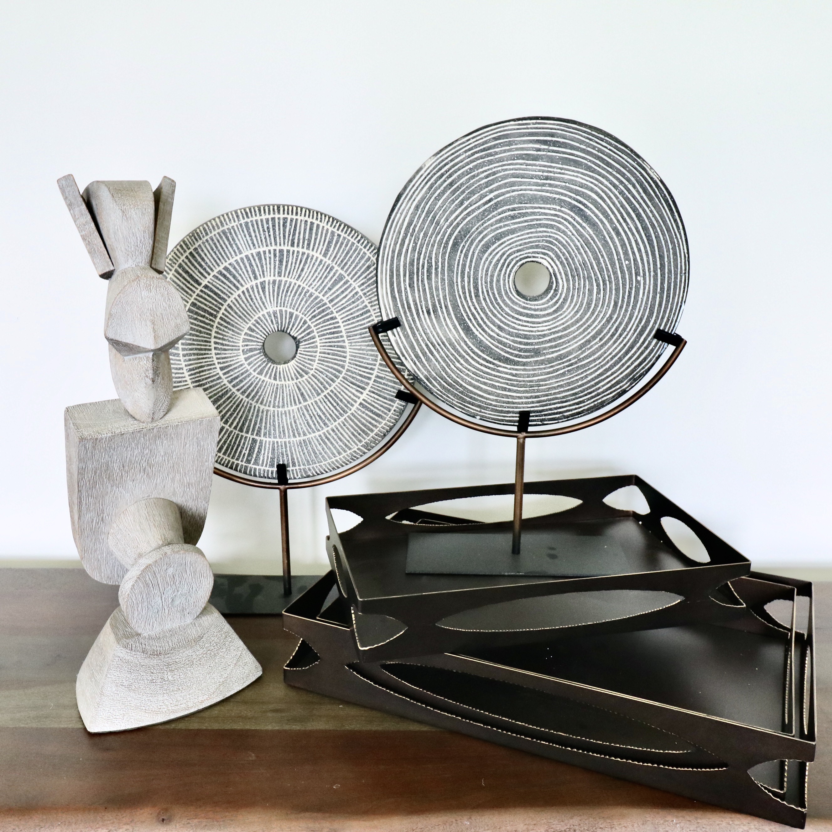 Cyan Design "Protector" Wood Sculpture, Elk Home Stone Sculptures and Trays