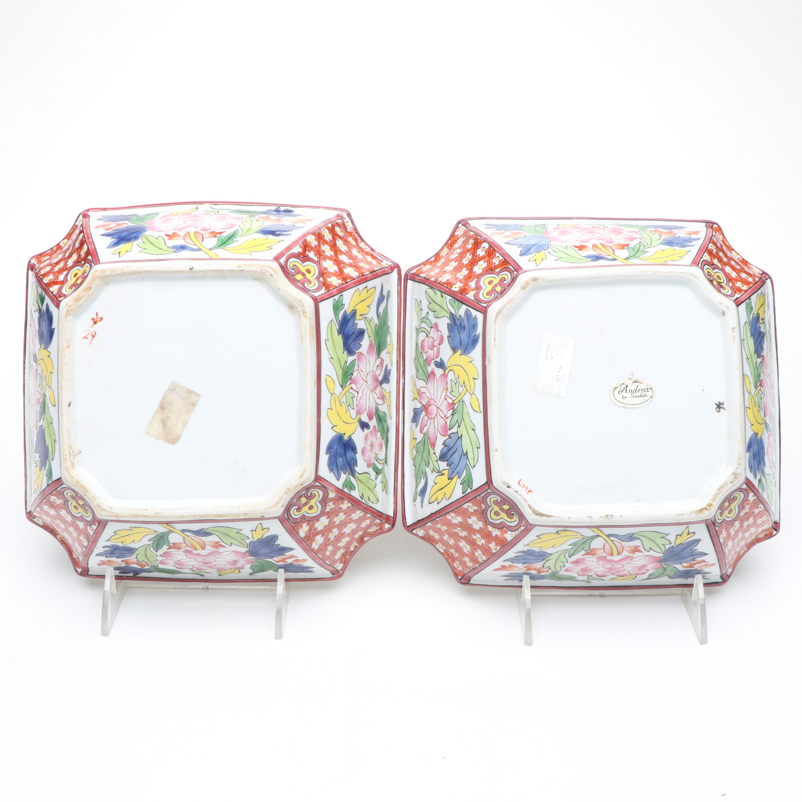 Andrea by Sadek Rose Medallion Porcelain Decorative Bowls