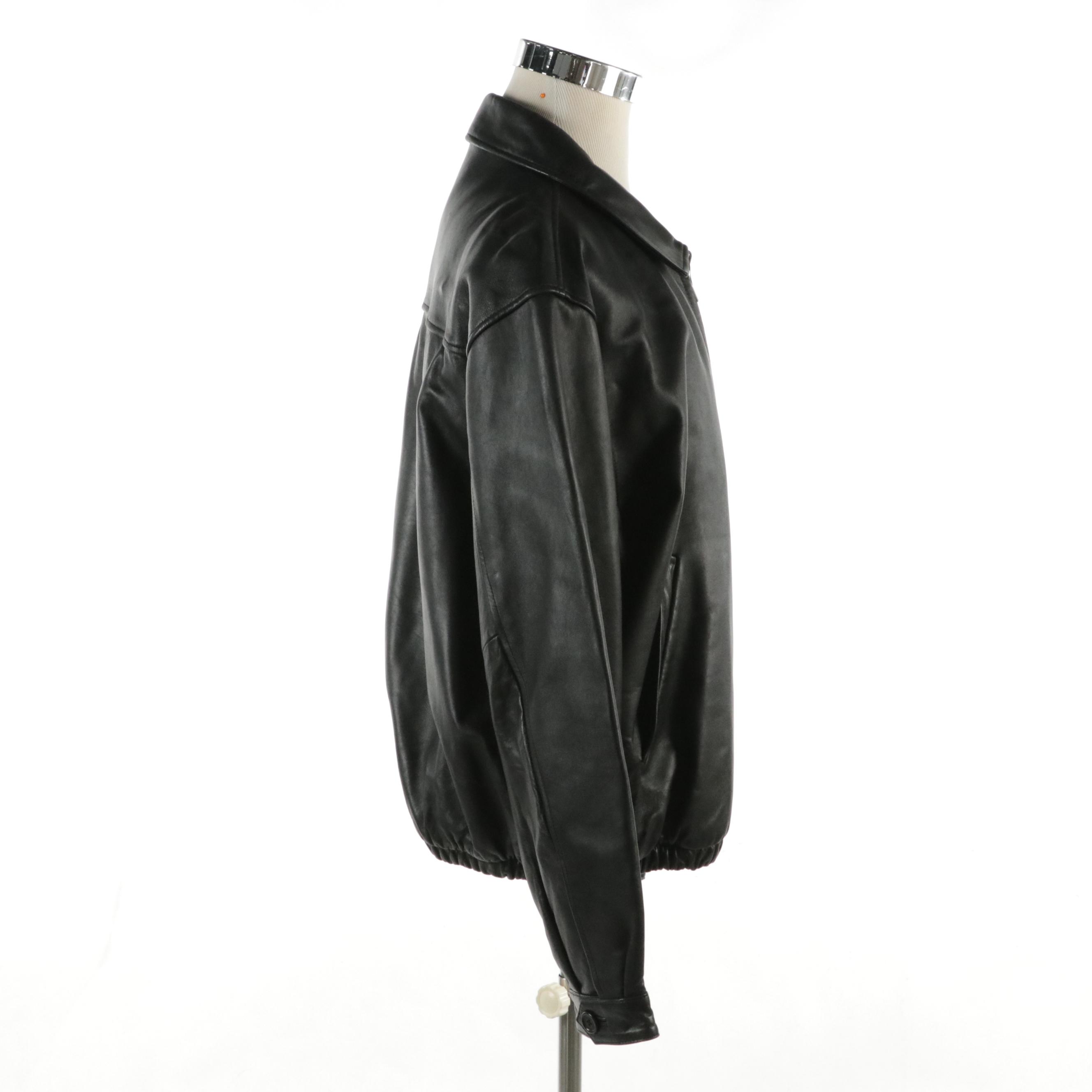 Men's Coach Black Leather Bomber Jacket