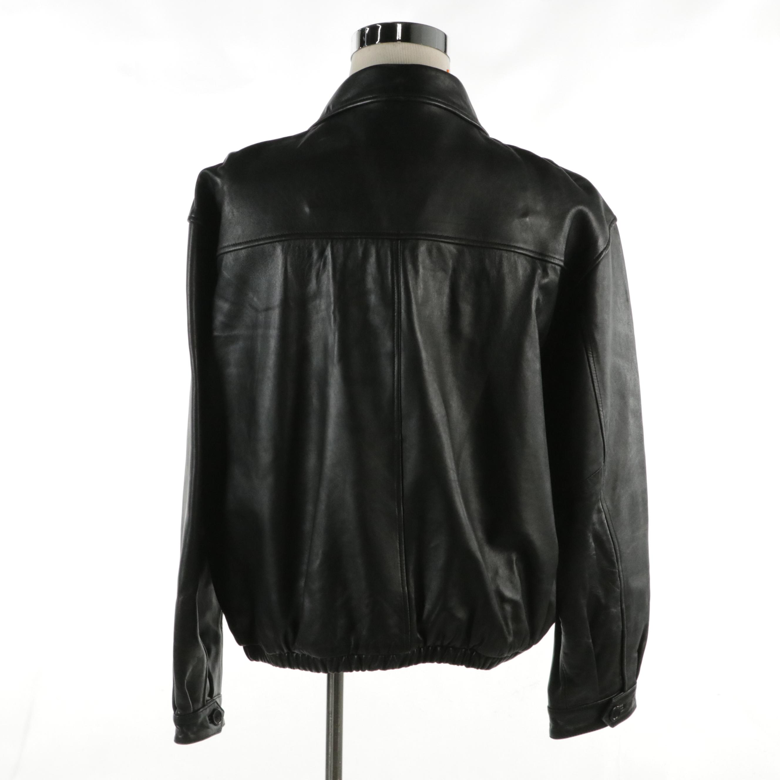 Men's Coach Black Leather Bomber Jacket