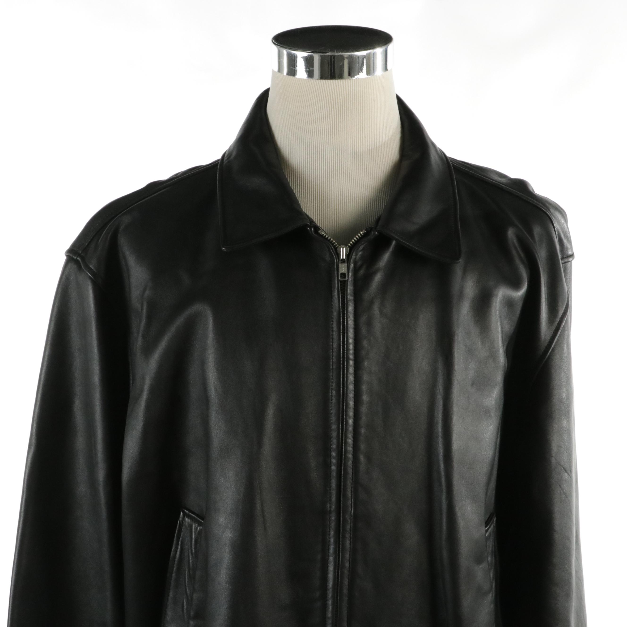 Men's Coach Black Leather Bomber Jacket