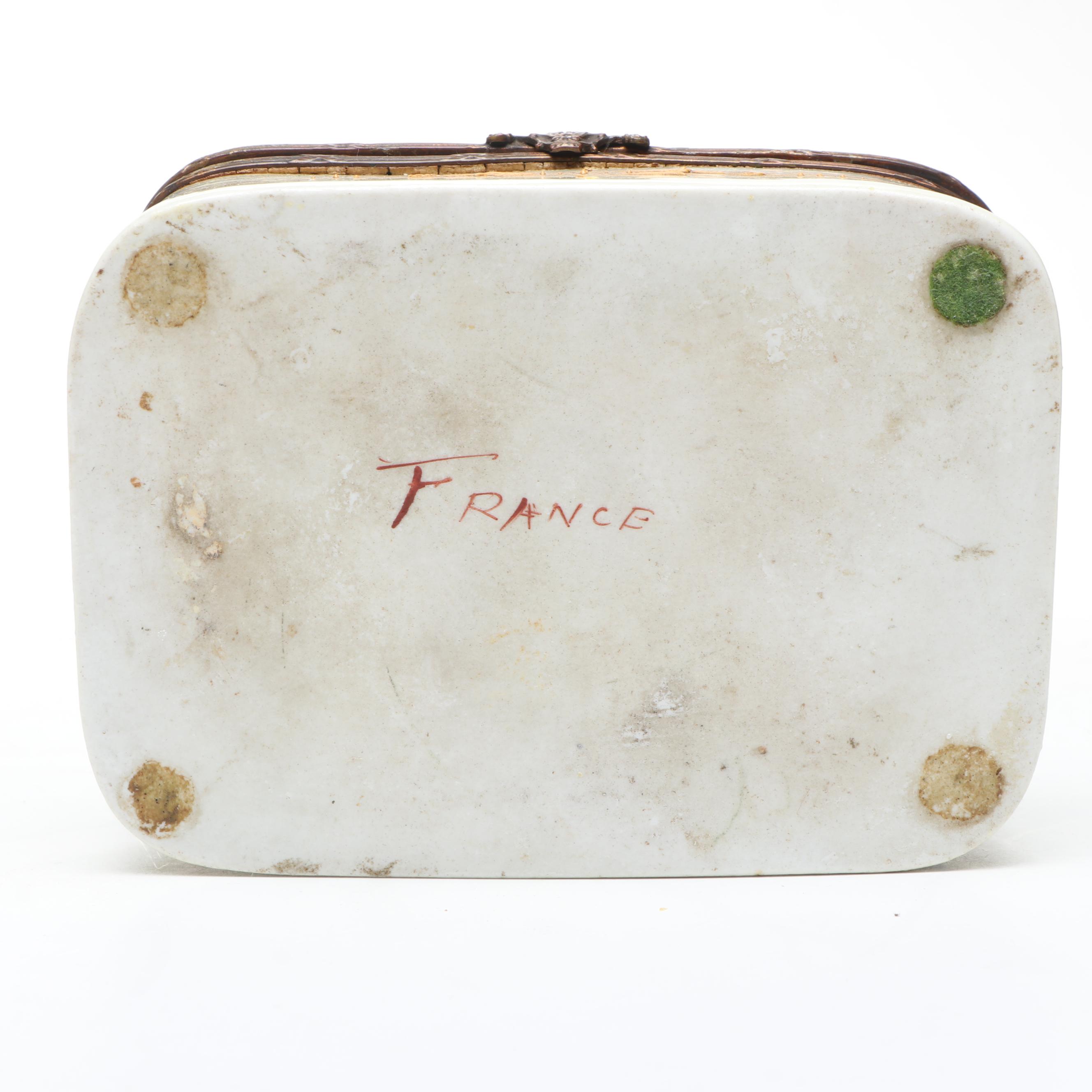 French Porcelain with Brass Decal Decorative Box