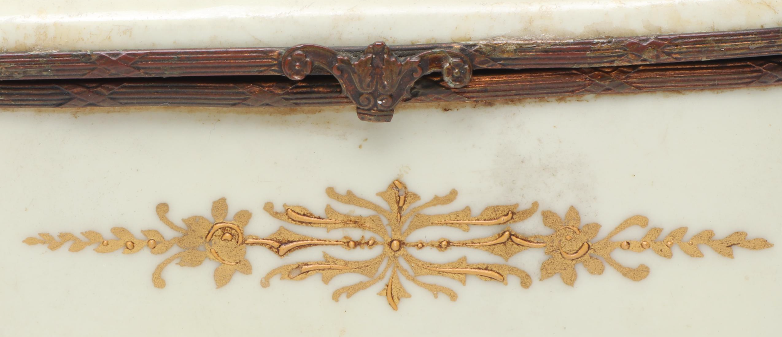 French Porcelain with Brass Decal Decorative Box