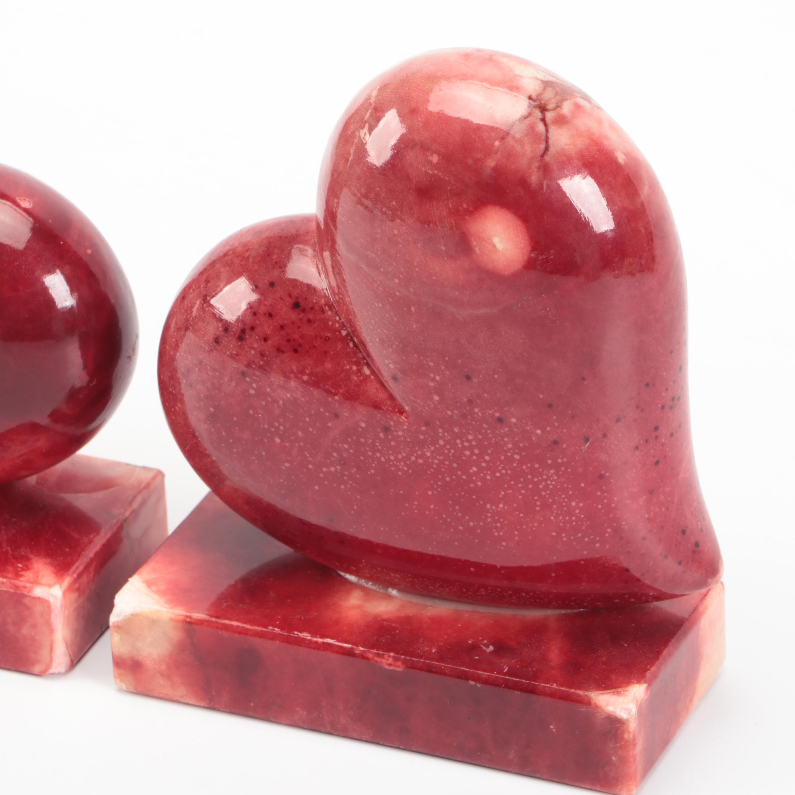 Dyed Alabaster Heart Bookends