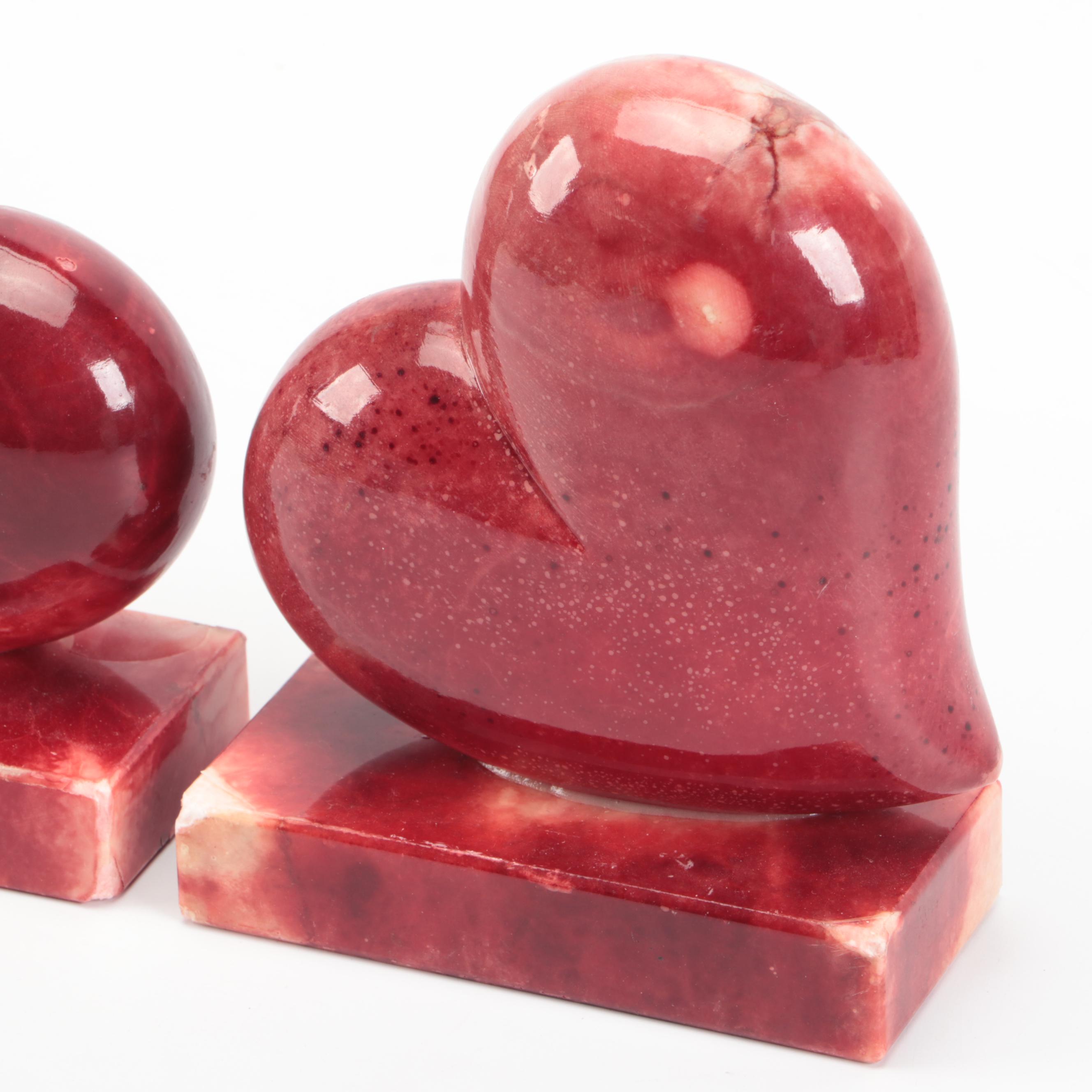 Dyed Alabaster Heart Bookends