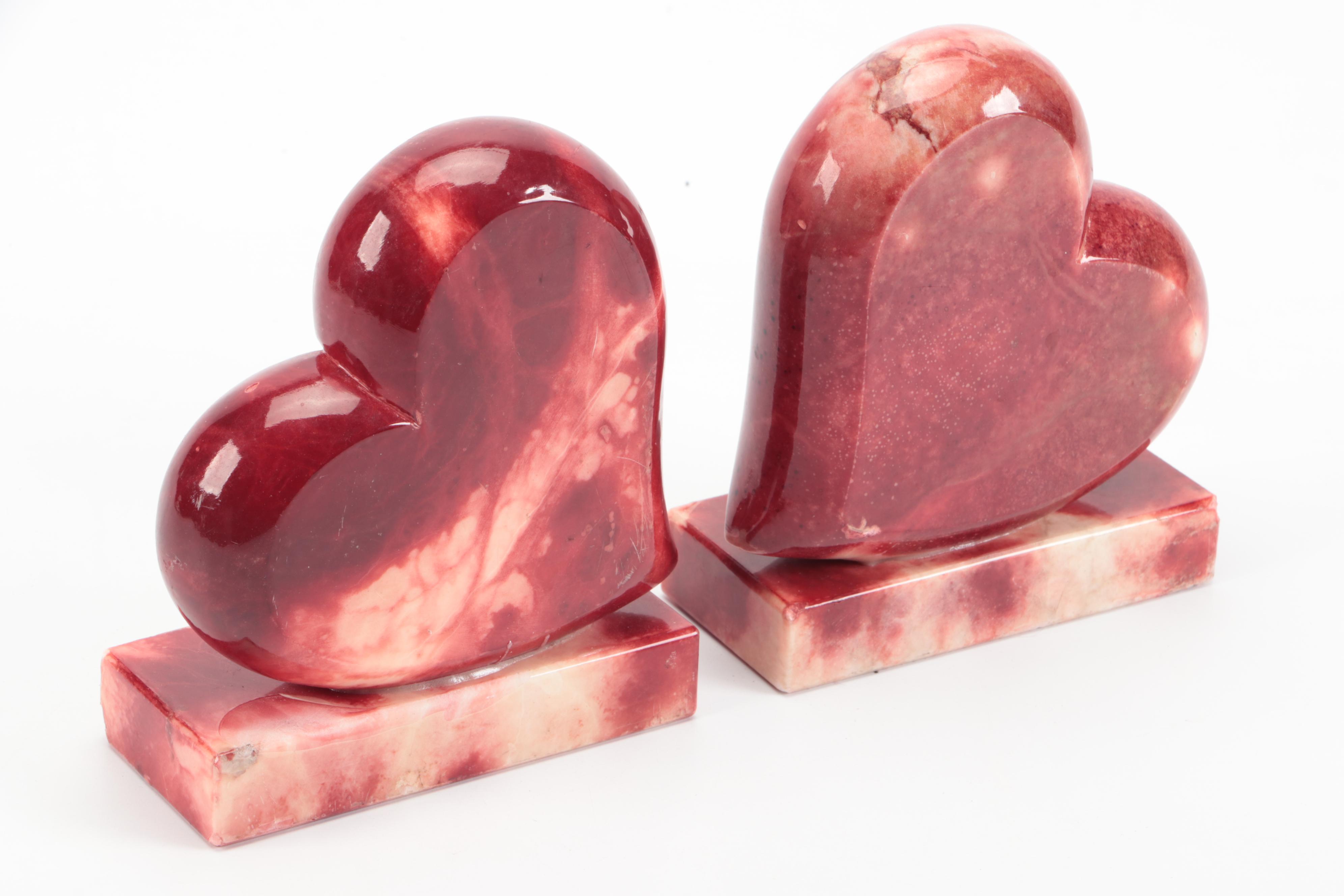 Dyed Alabaster Heart Bookends